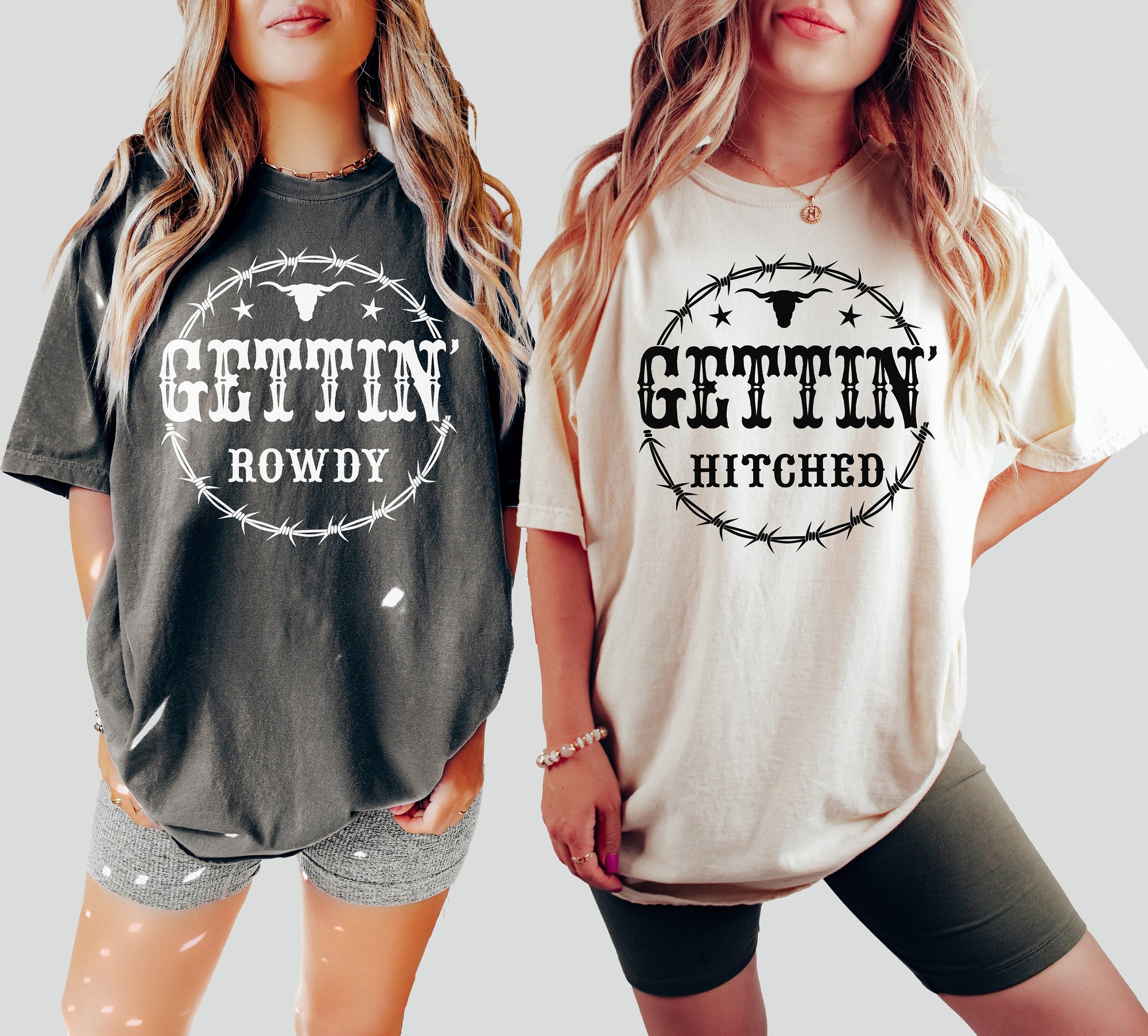 Western Bachelorette Tees: Getting Hitched & Rowdy Team Bride Gifts image 0