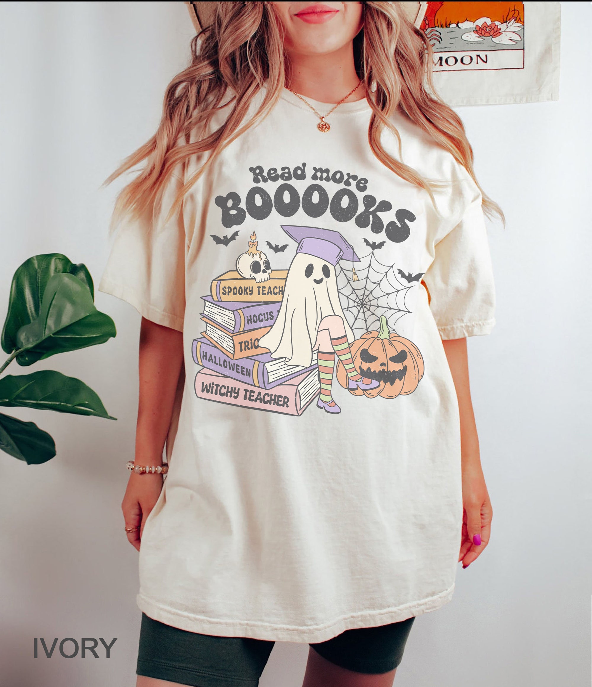 Read More Booooks Retro Halloween Shirt | Book Lover Gift Holiday Apparel image 2