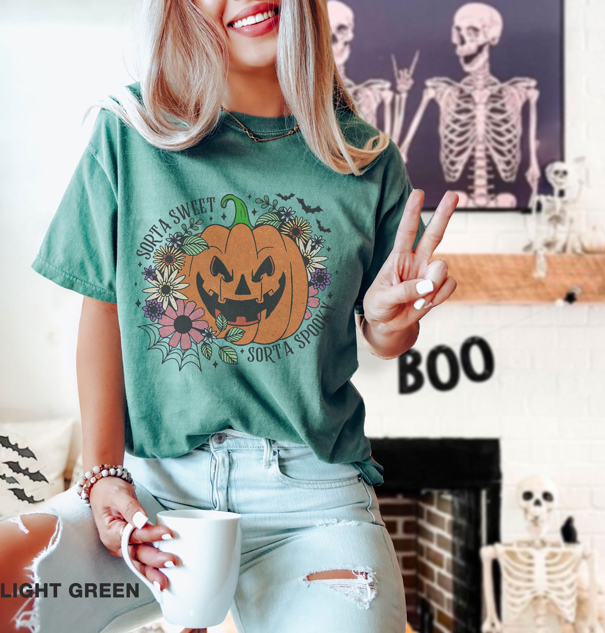 Comfort Colors Sorta Sweet Sorta Spooky Halloween Shirt | Funny Pumpkin Tee image 3