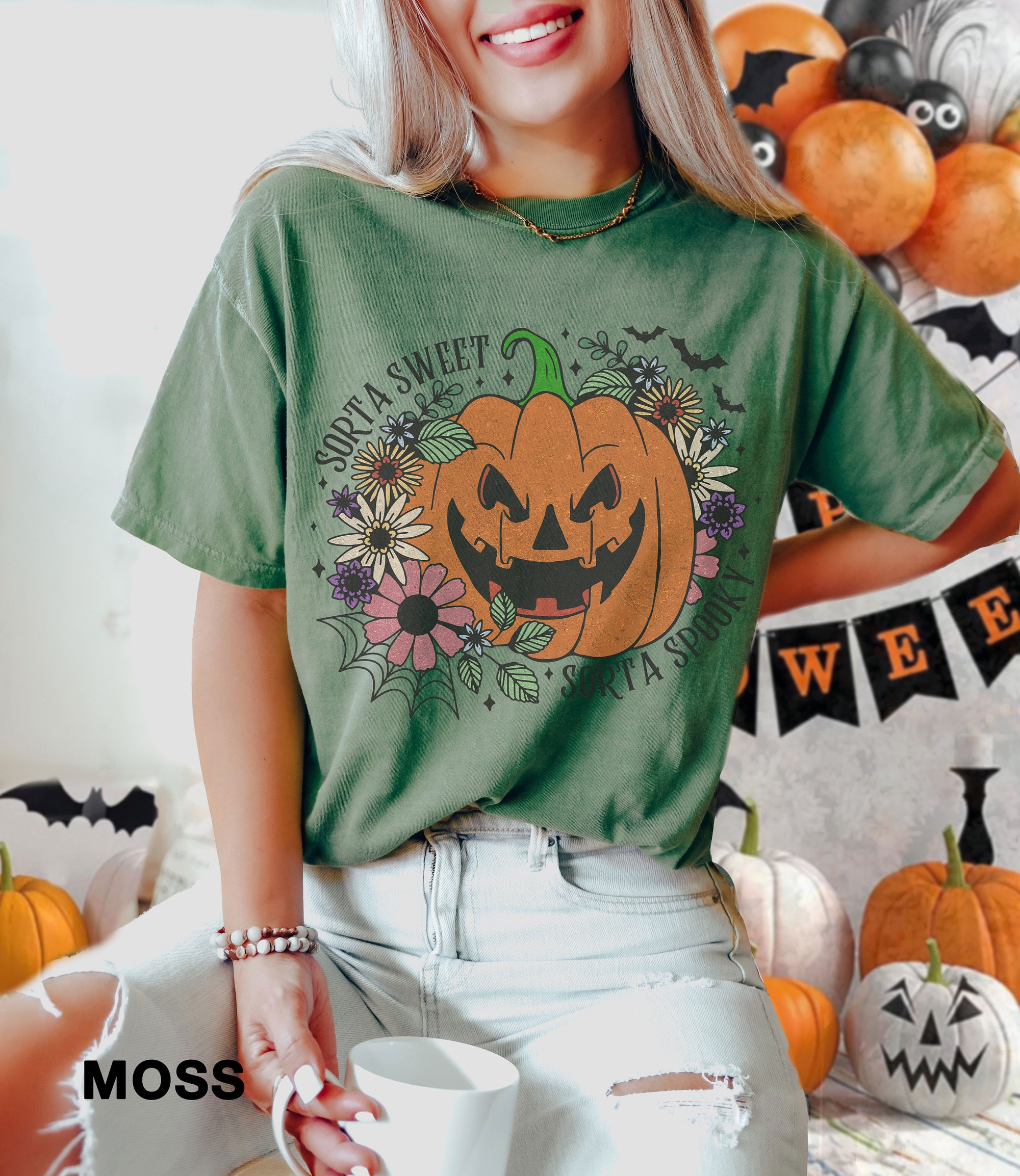 Comfort Colors Sorta Sweet Sorta Spooky Halloween Shirt | Funny Pumpkin Tee image 6