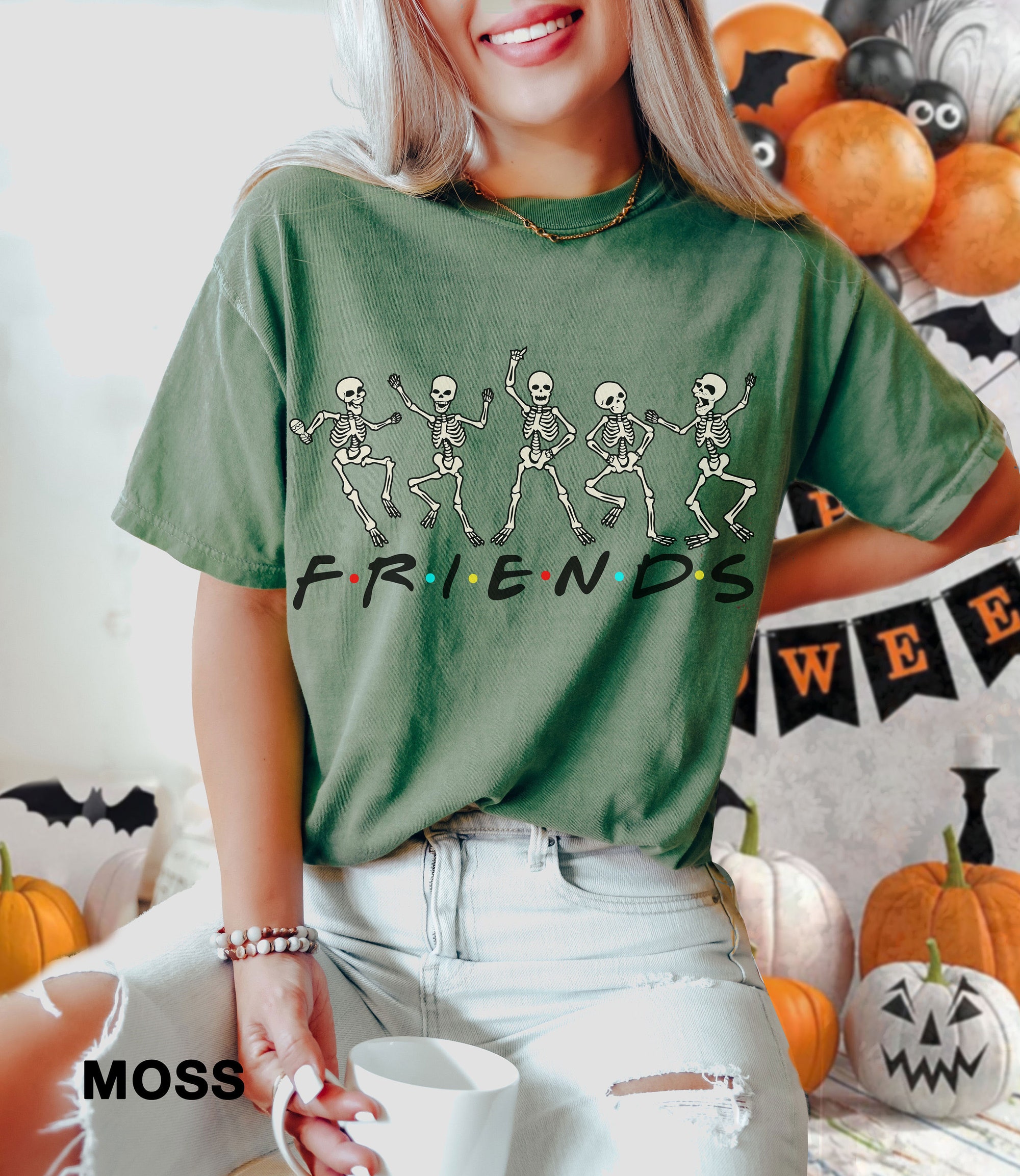 Dancing Skeleton Friends Halloween Shirt | Funny Spooky Tee image 6