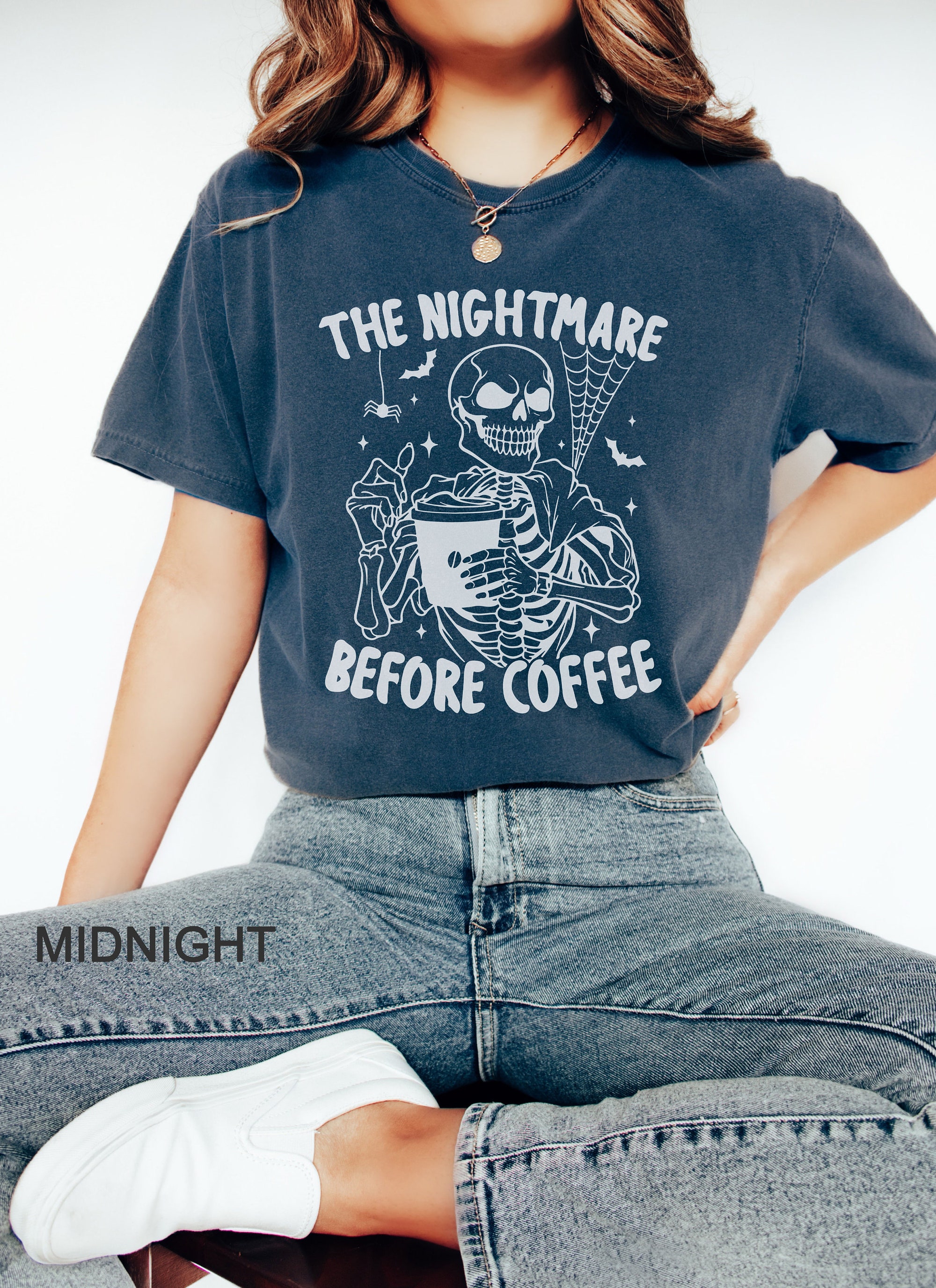 Nightmare Before Coffee Halloween Shirt | Funny Skeleton Tee image 8