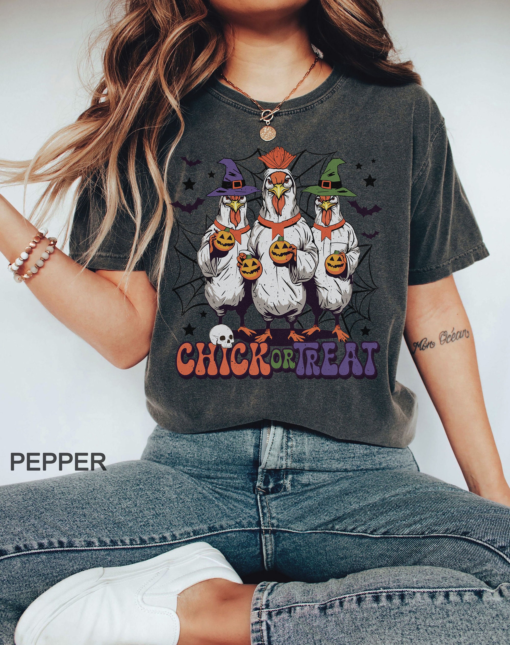 Chick or Treat Funny Halloween Shirt | Comfort Colors Spooky Season Tee image 6