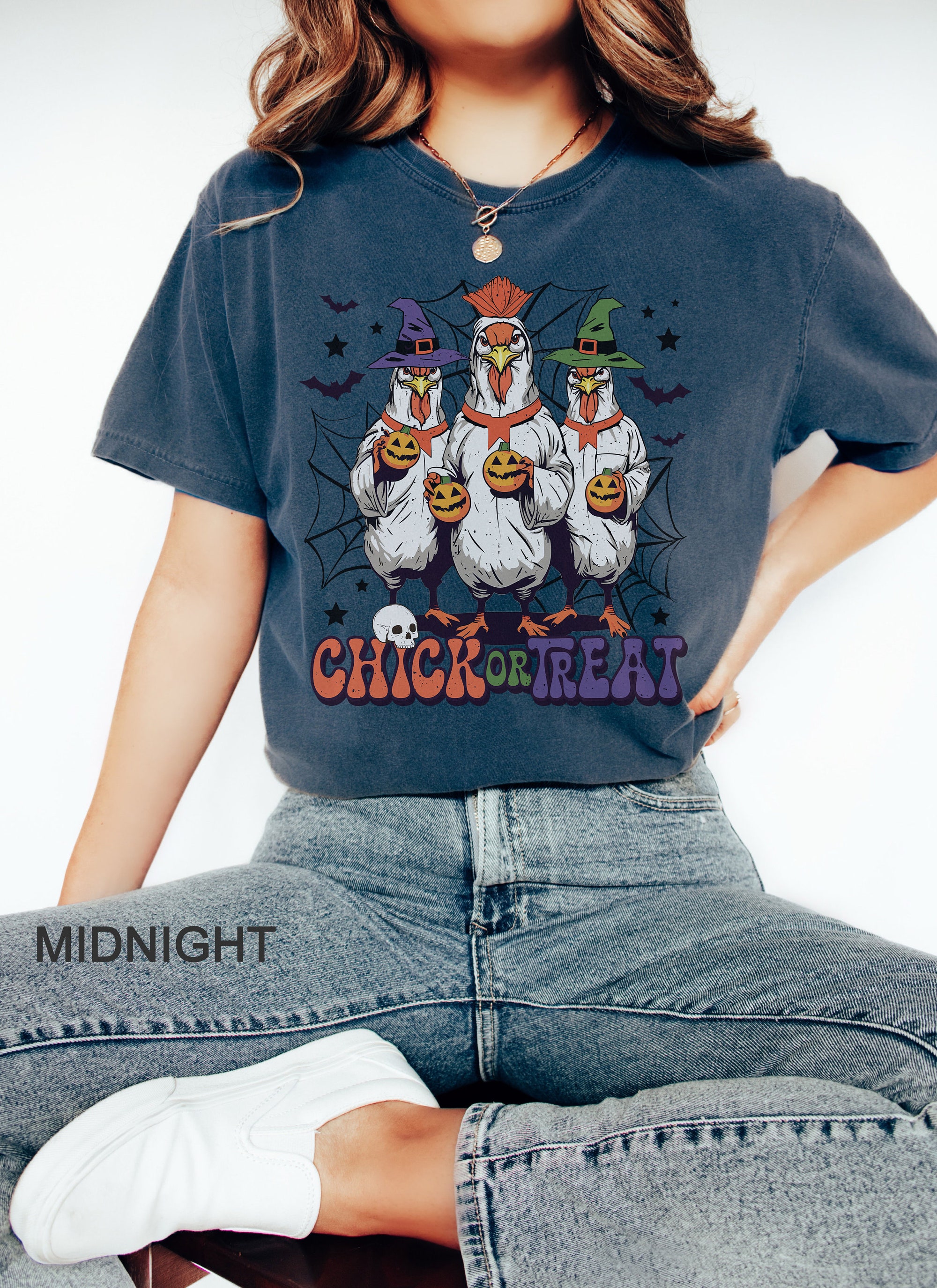 Chick or Treat Funny Halloween Shirt | Comfort Colors Spooky Season Tee image 7