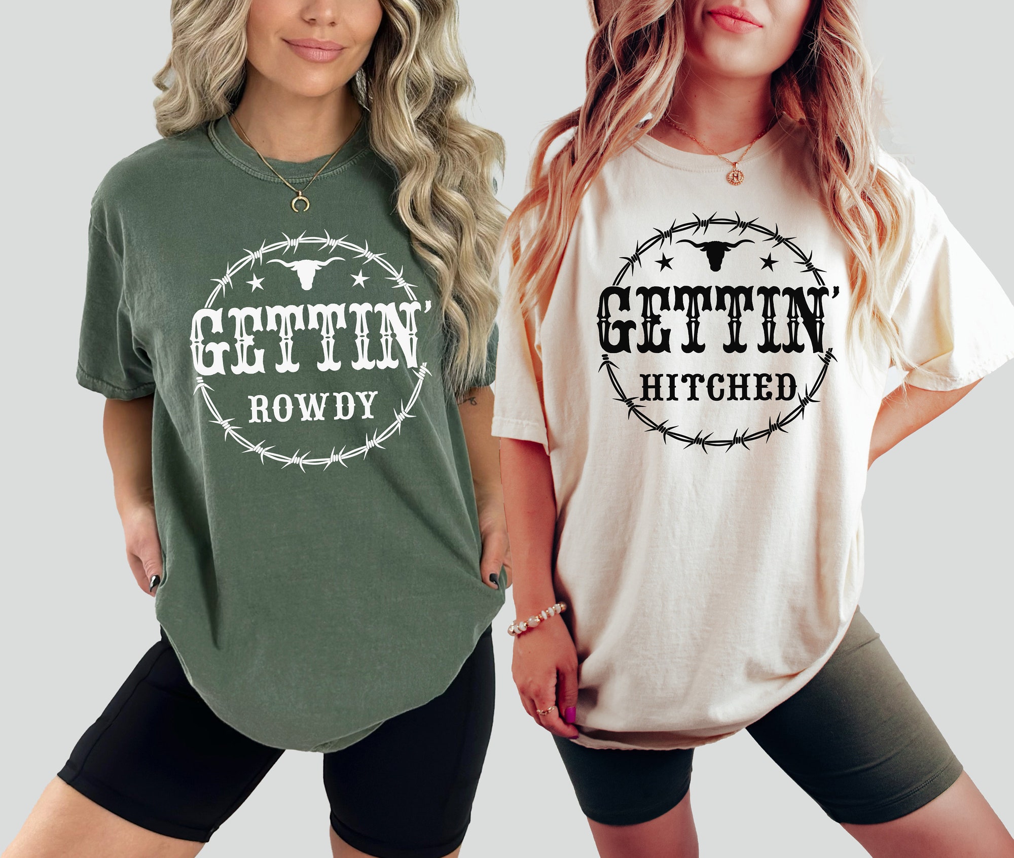 Western Bachelorette Tees: Getting Hitched & Rowdy Team Bride Gifts image 2