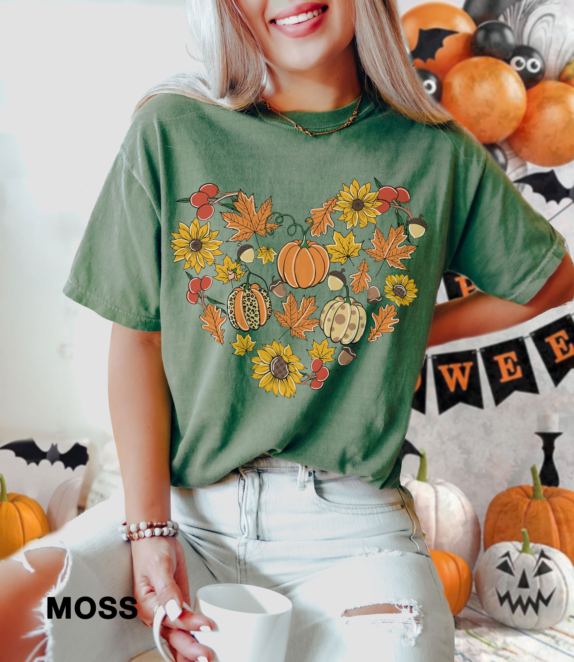 Fall Heart T-Shirt | Pumpkin Season & Halloween Top Tee image 8