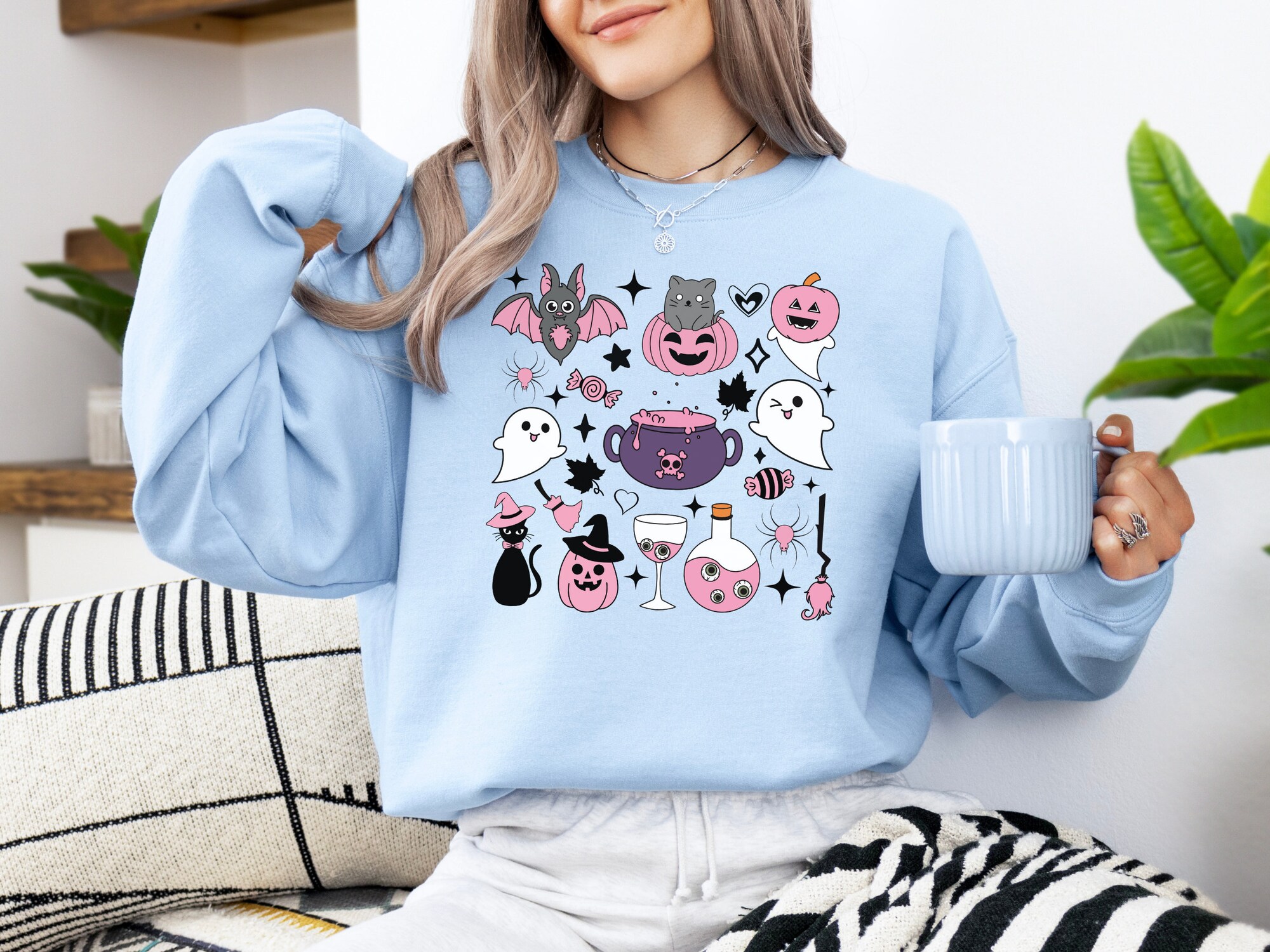 Halloween Doodle Sweatshirt - Spooky Season Gift for Women image 3