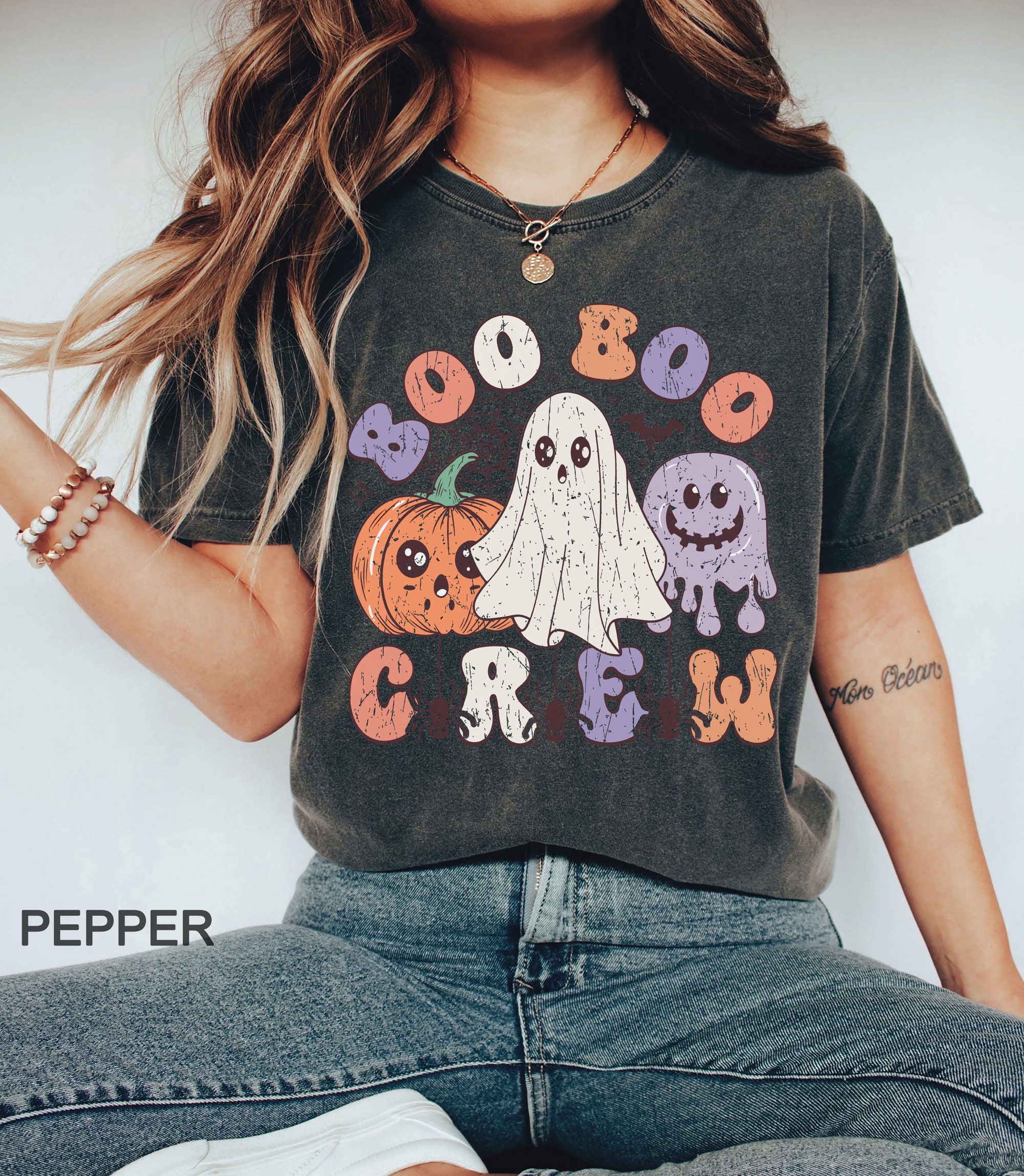 Comfort Colors Boo Crew Halloween Shirt | Funny Scary Tee for Spooky Season image 1