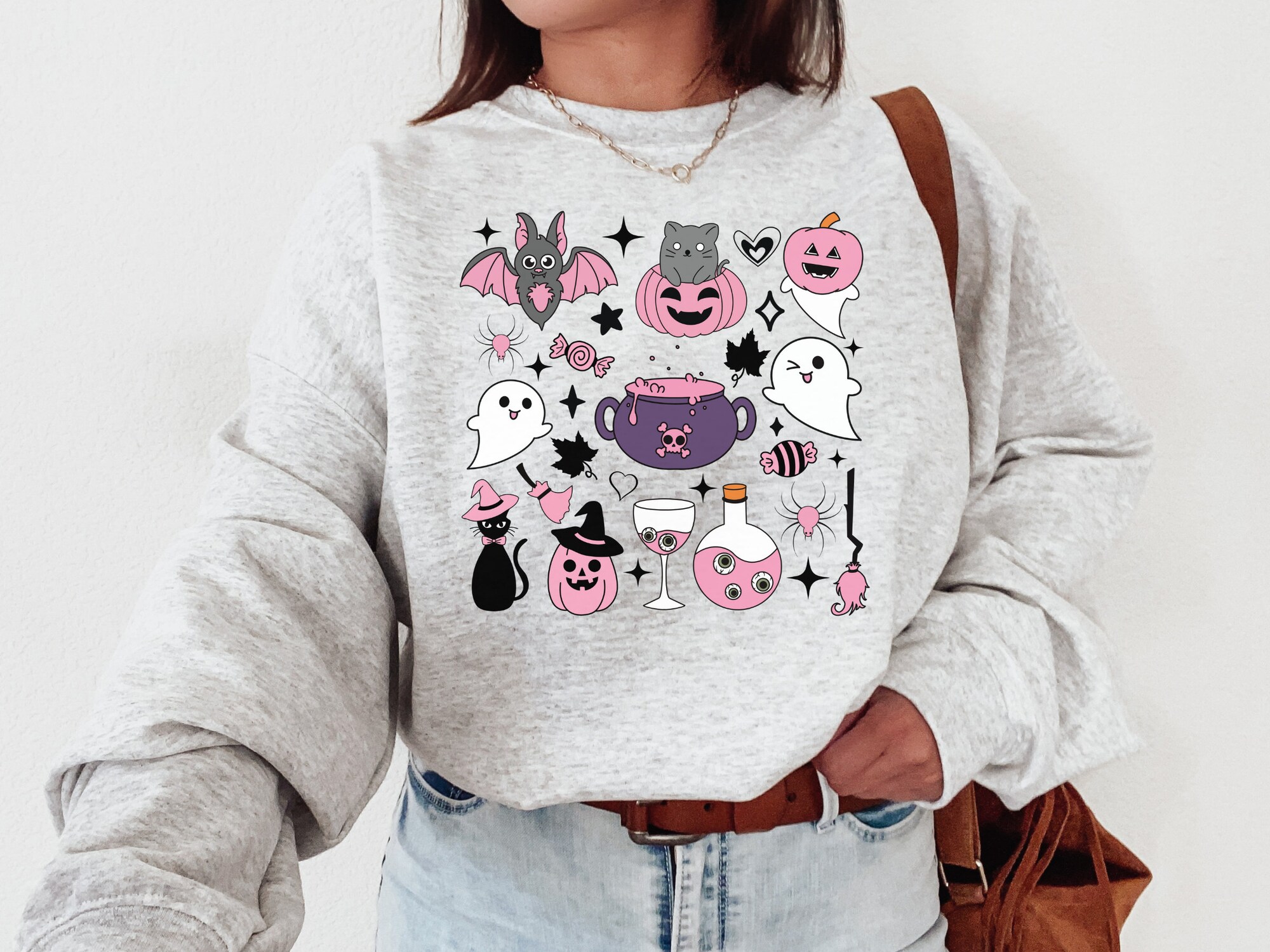 Halloween Doodle Sweatshirt - Spooky Season Gift for Women image 1