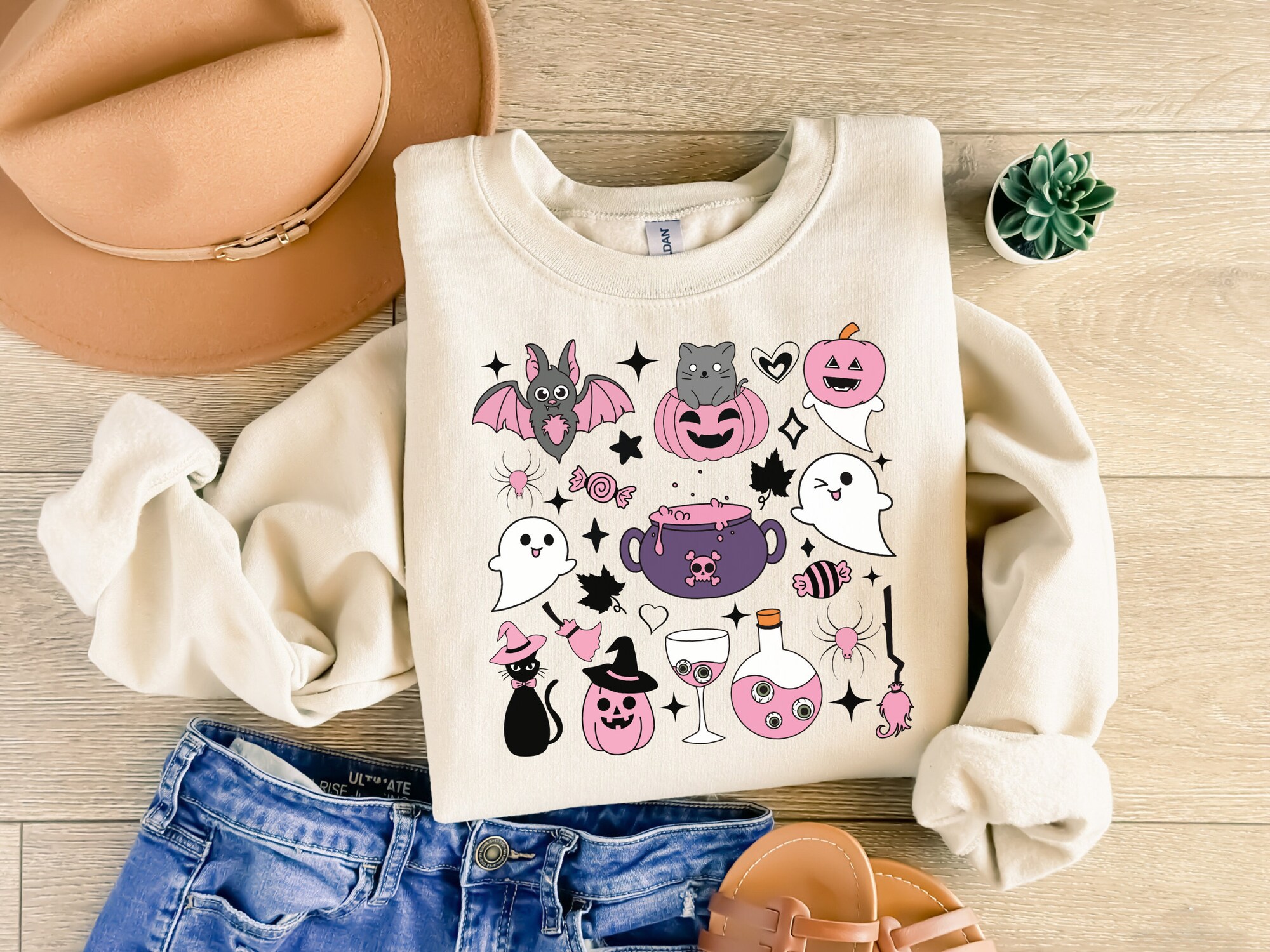 Halloween Doodle Sweatshirt - Spooky Season Gift for Women image 2