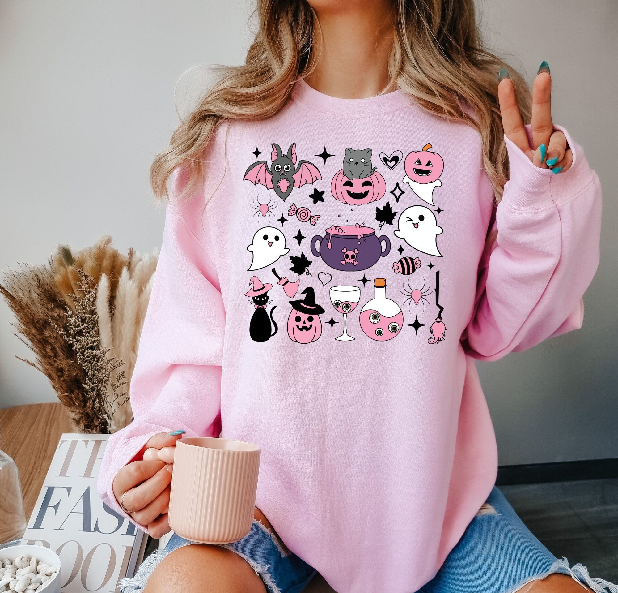 Halloween Doodle Sweatshirt - Spooky Season Gift for Women image 0