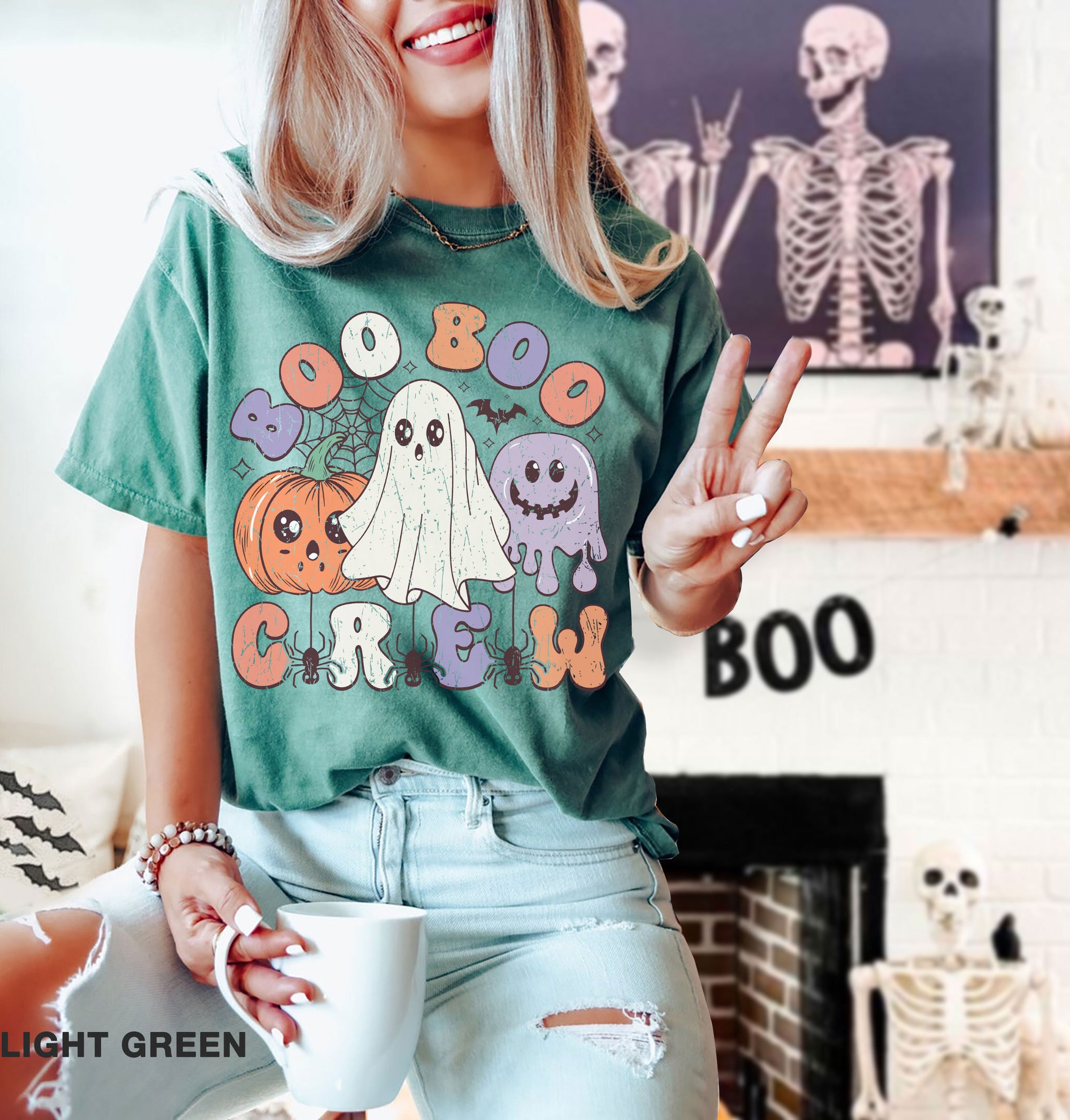 Comfort Colors Boo Crew Halloween Shirt | Funny Scary Tee for Spooky Season image 2