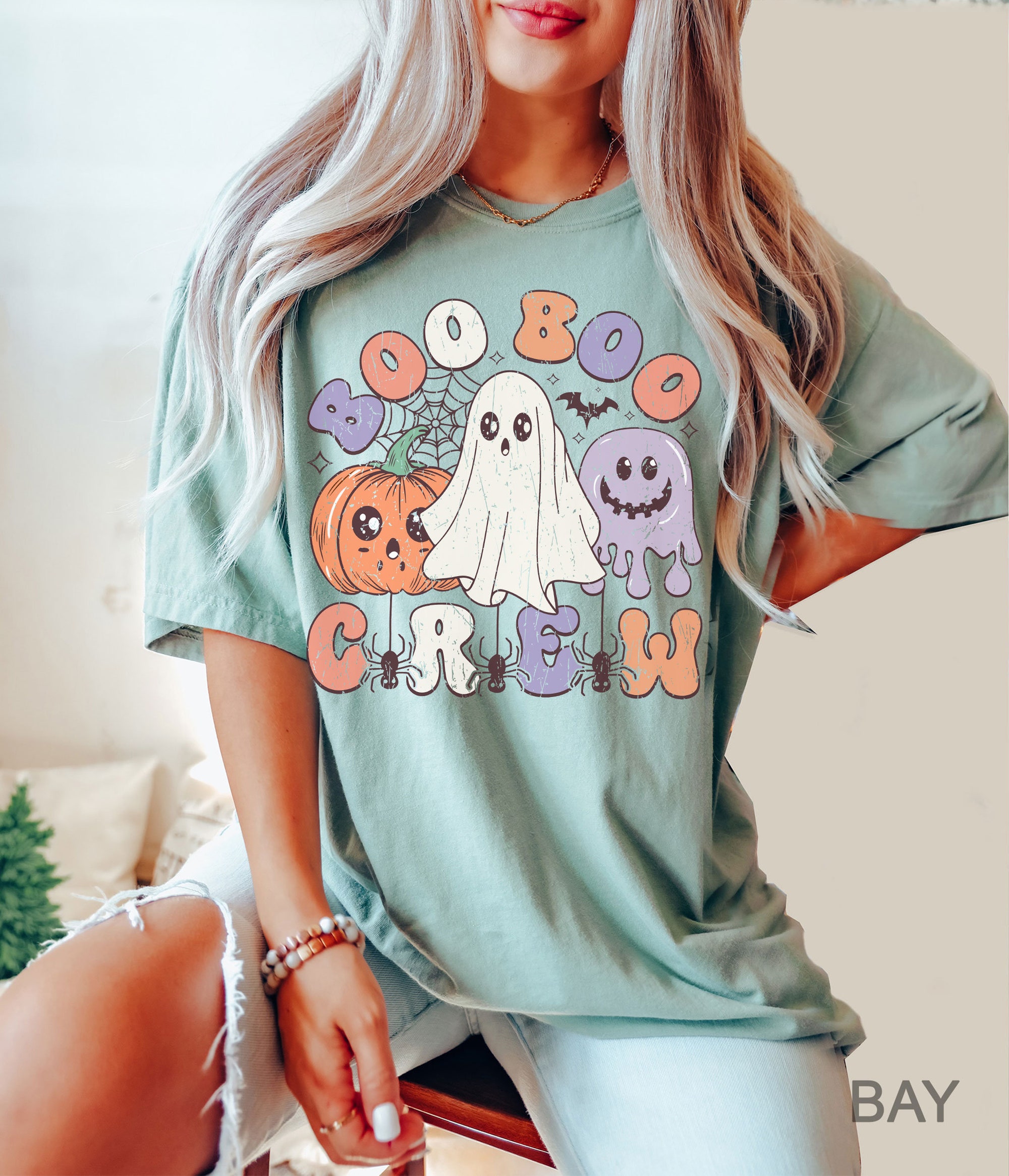 Comfort Colors Boo Crew Halloween Shirt | Funny Scary Tee for Spooky Season image 3