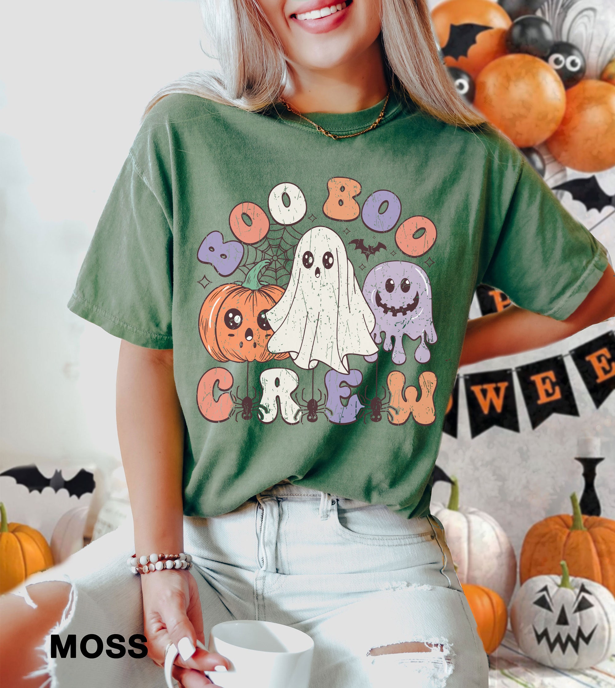 Comfort Colors Boo Crew Halloween Shirt | Funny Scary Tee for Spooky Season image 4