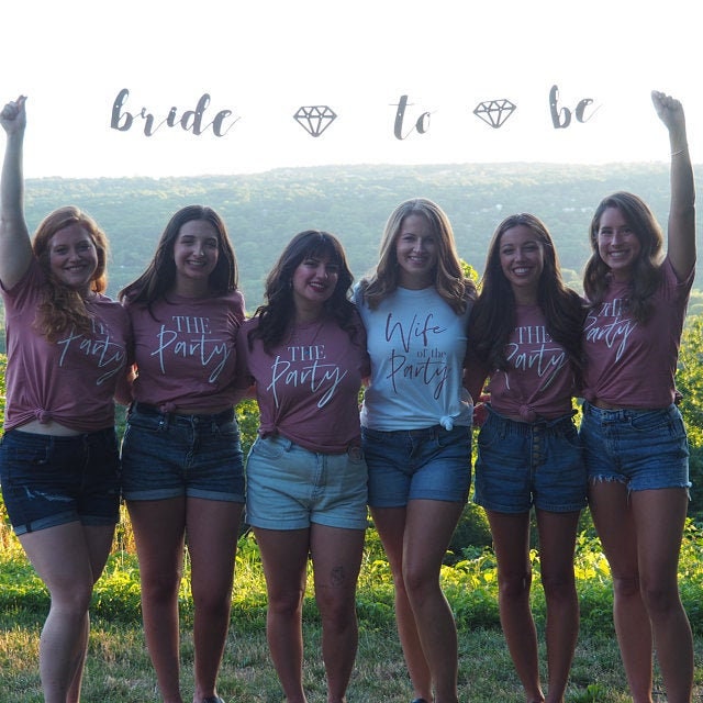 Chic Bachelorette Party 'Wife & Party' Bridal Matching Shirts image 1