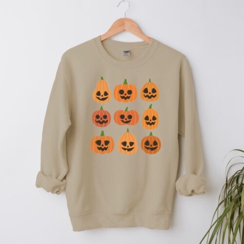 Pumpkin Faces Shirt: Cute Halloween Sweatshirt image 0