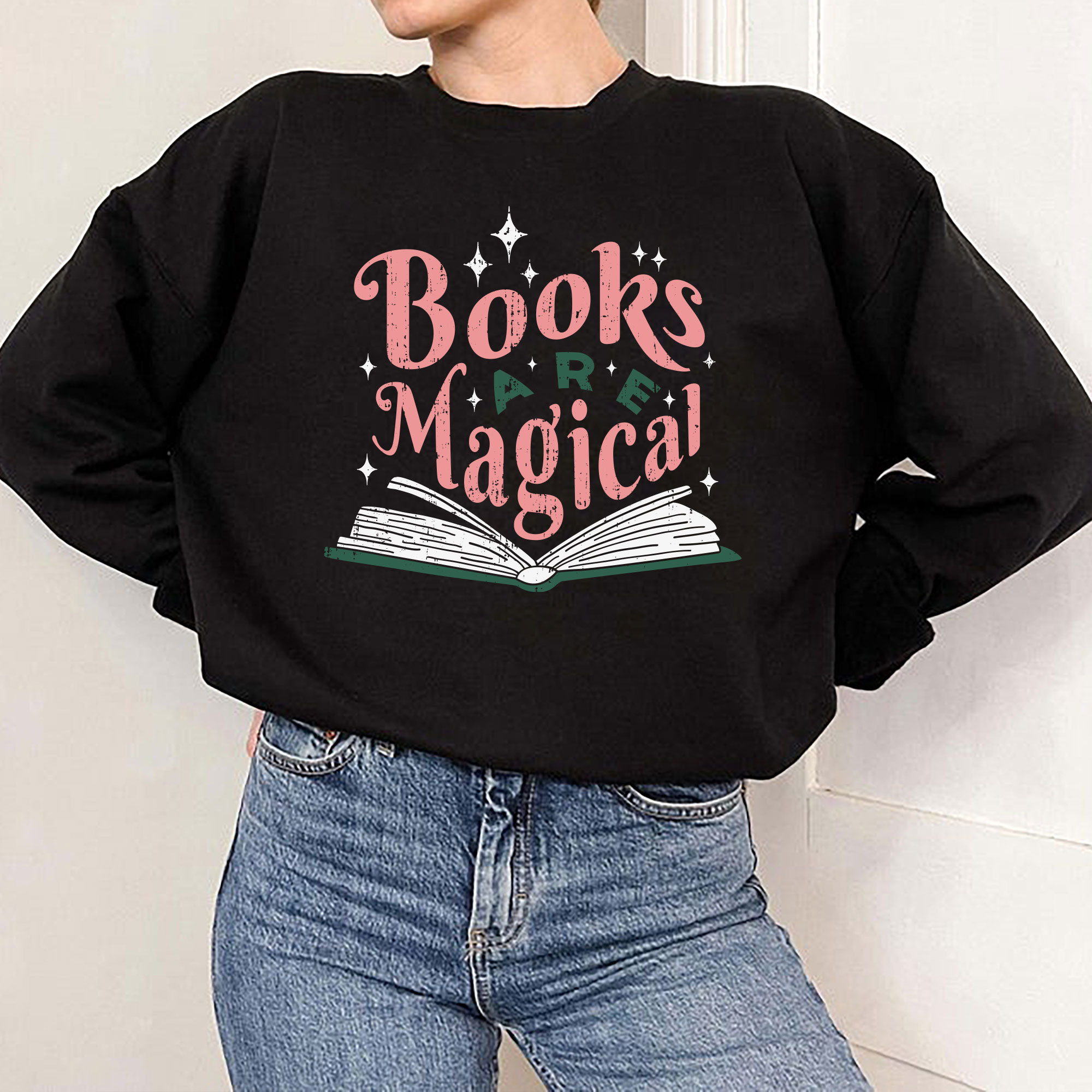 Books Are Magical Lover Teacher Nerd Bookworm Sweatshirt image 1