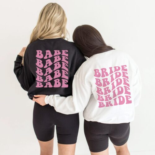 Retro Boho Bride Babe Crewneck - Groovy Bachelorette Matching Tees image 0