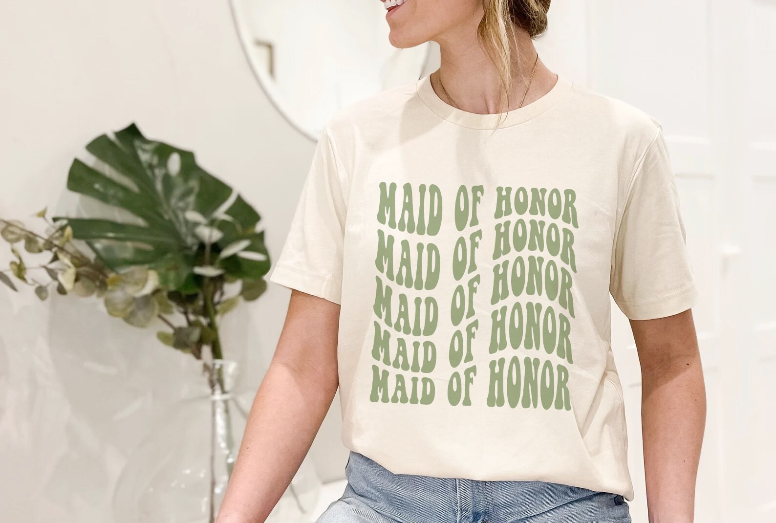 Boho Retro Maid of Honor Shirt - Bachelorette & Bridal Tee image 1