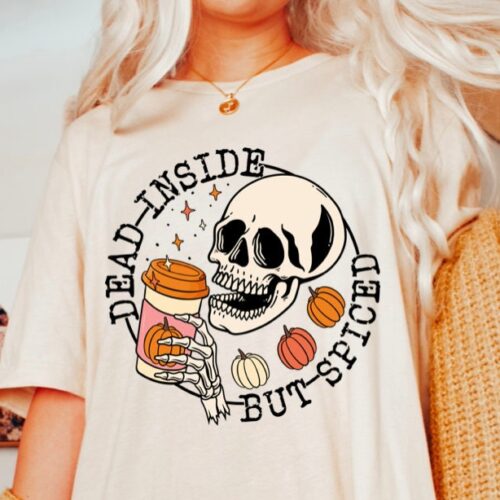 Pumpkin Spice Fall Coffee Shirt: Dead Inside Halloween Shirt image 0