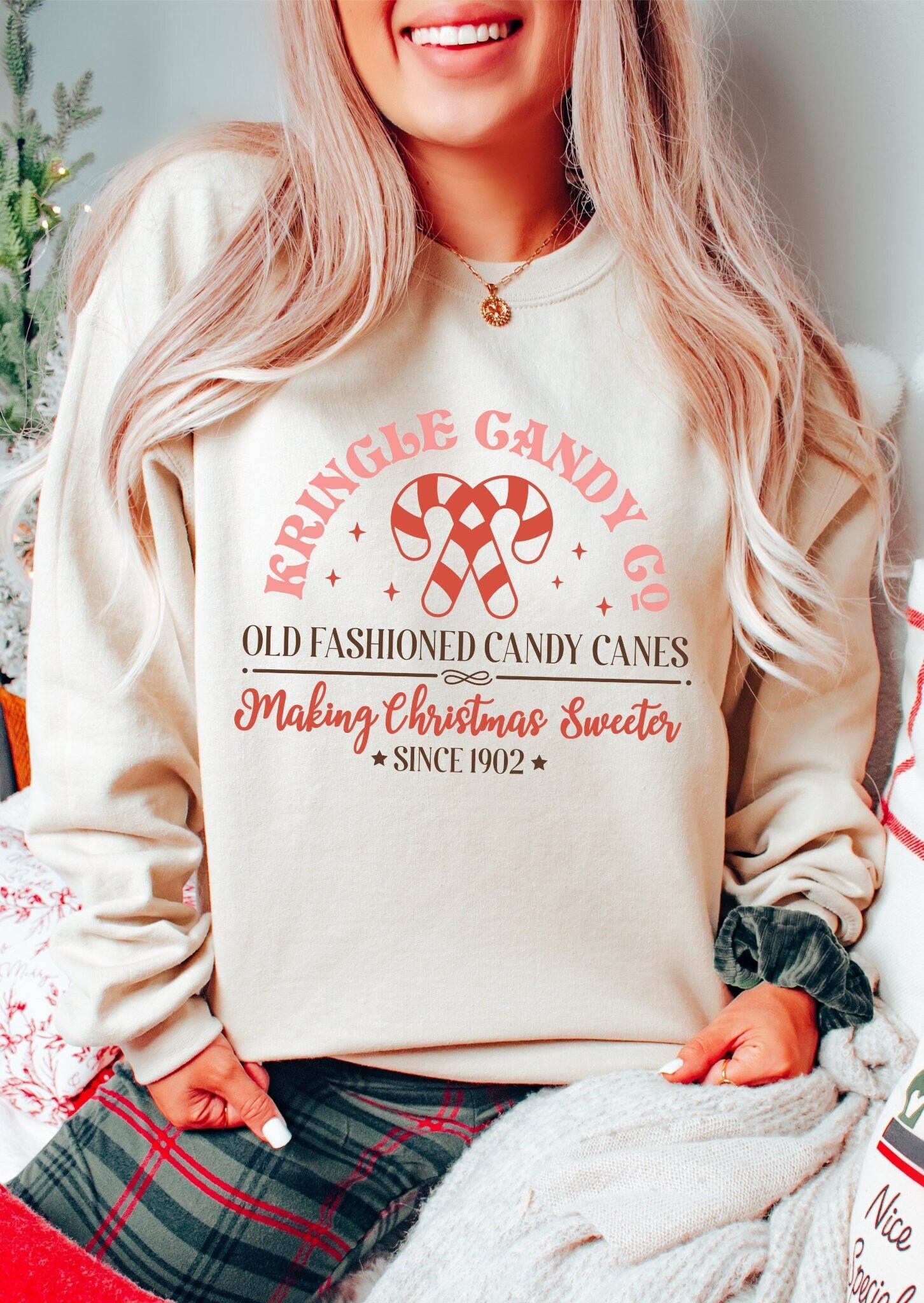 Vintage Retro Christmas Sweatshirt: Candy Cane Co Holiday Crewneck image 0