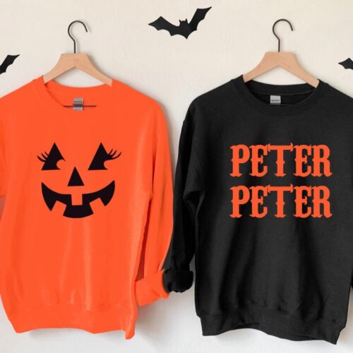 Couple Halloween Costume Sweatshirt: Funny Matching Couple Shirts image 0