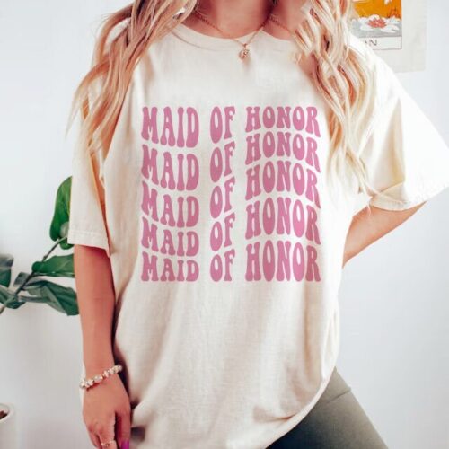 Groovy Maid of Honor Shirt - Retro Bachelorette Party Tee image 0