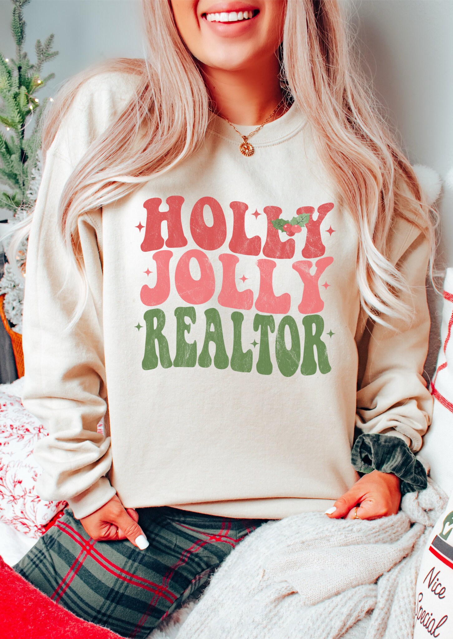 Holly Jolly Realtor: Christmas Crewneck & Gift for Estate Agents image 1