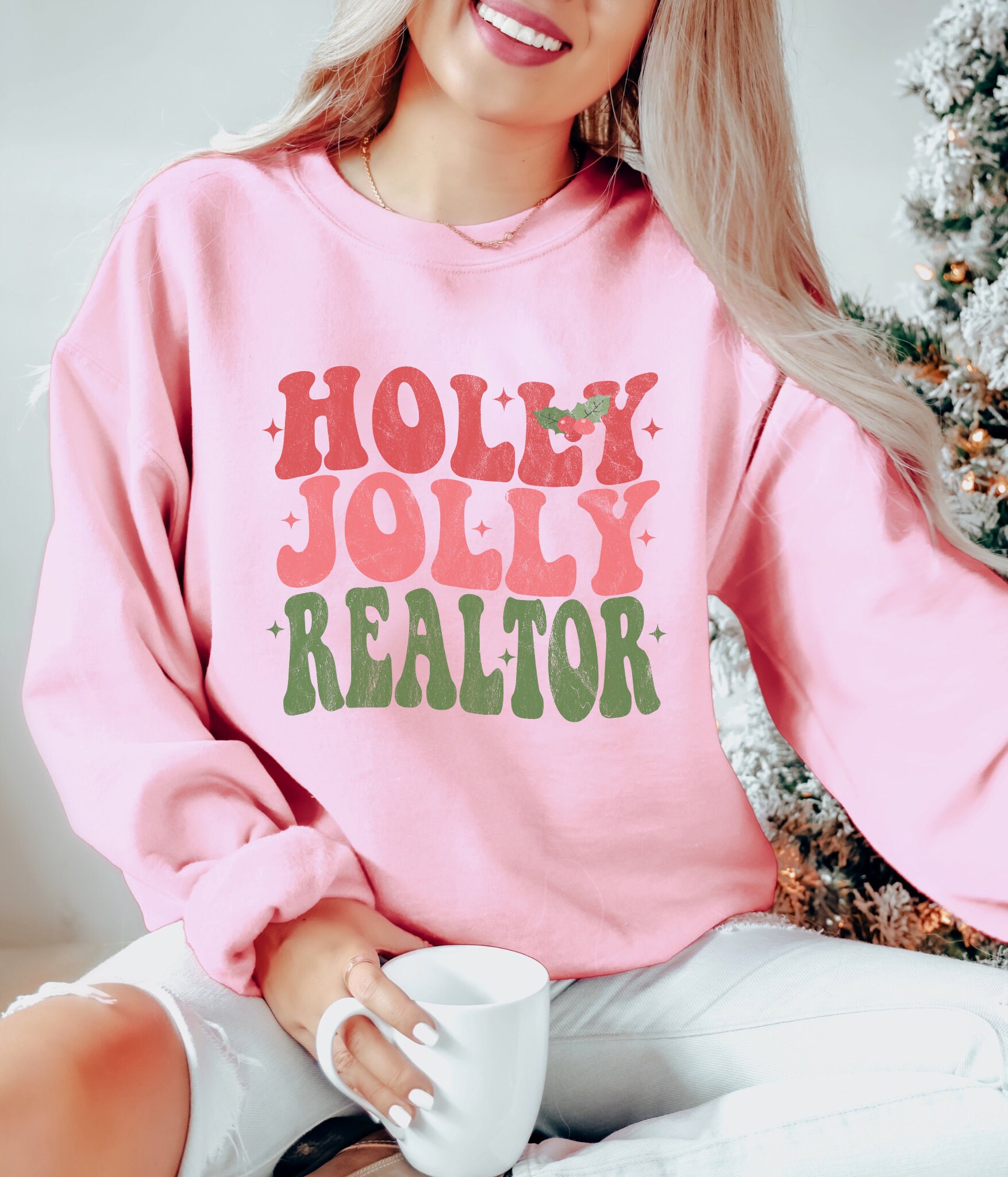 Holly Jolly Realtor: Christmas Crewneck & Gift for Estate Agents image 2