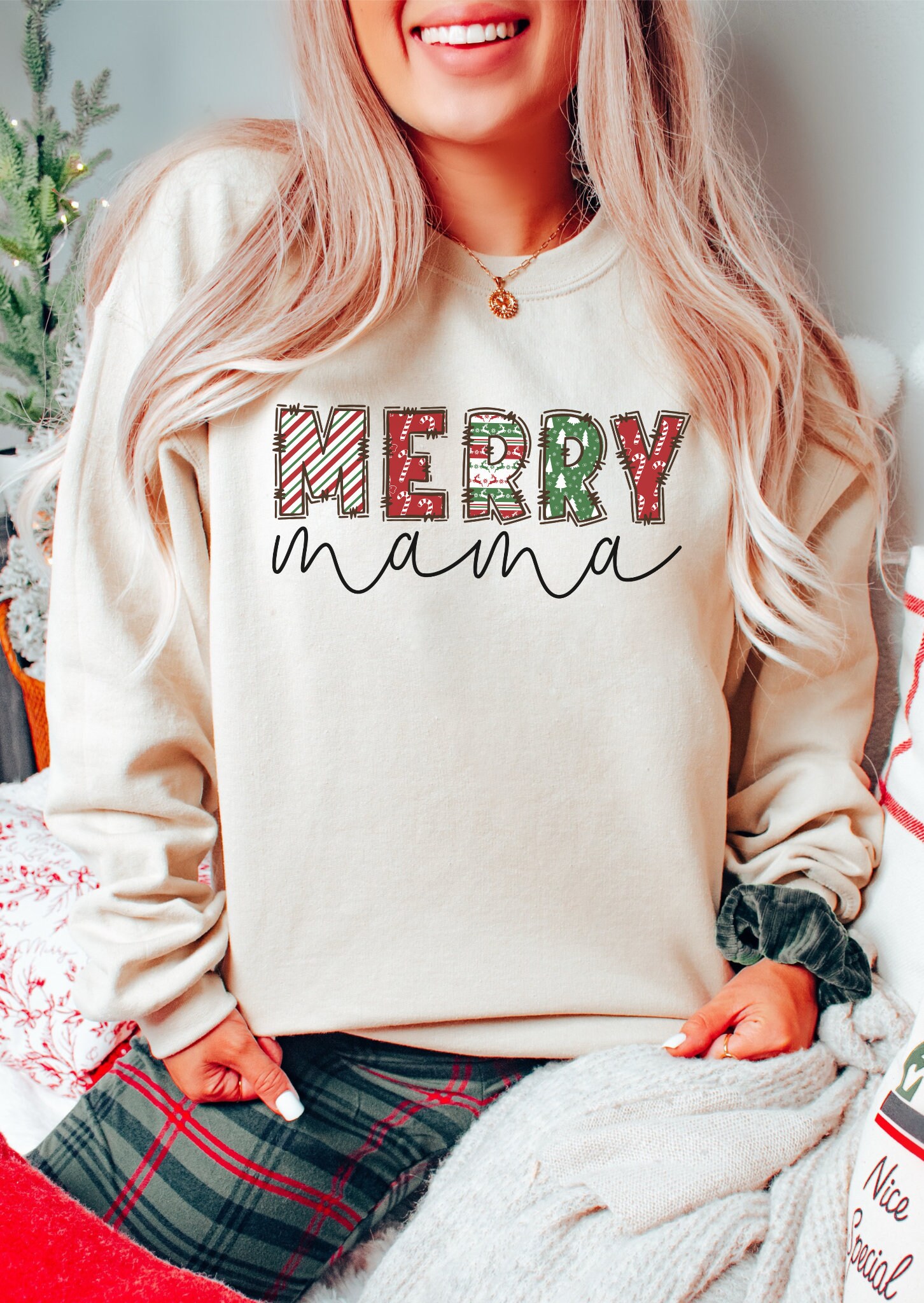 Merry Mama Christmas Sweatshirt: Perfect Holiday Wear for Moms image 3