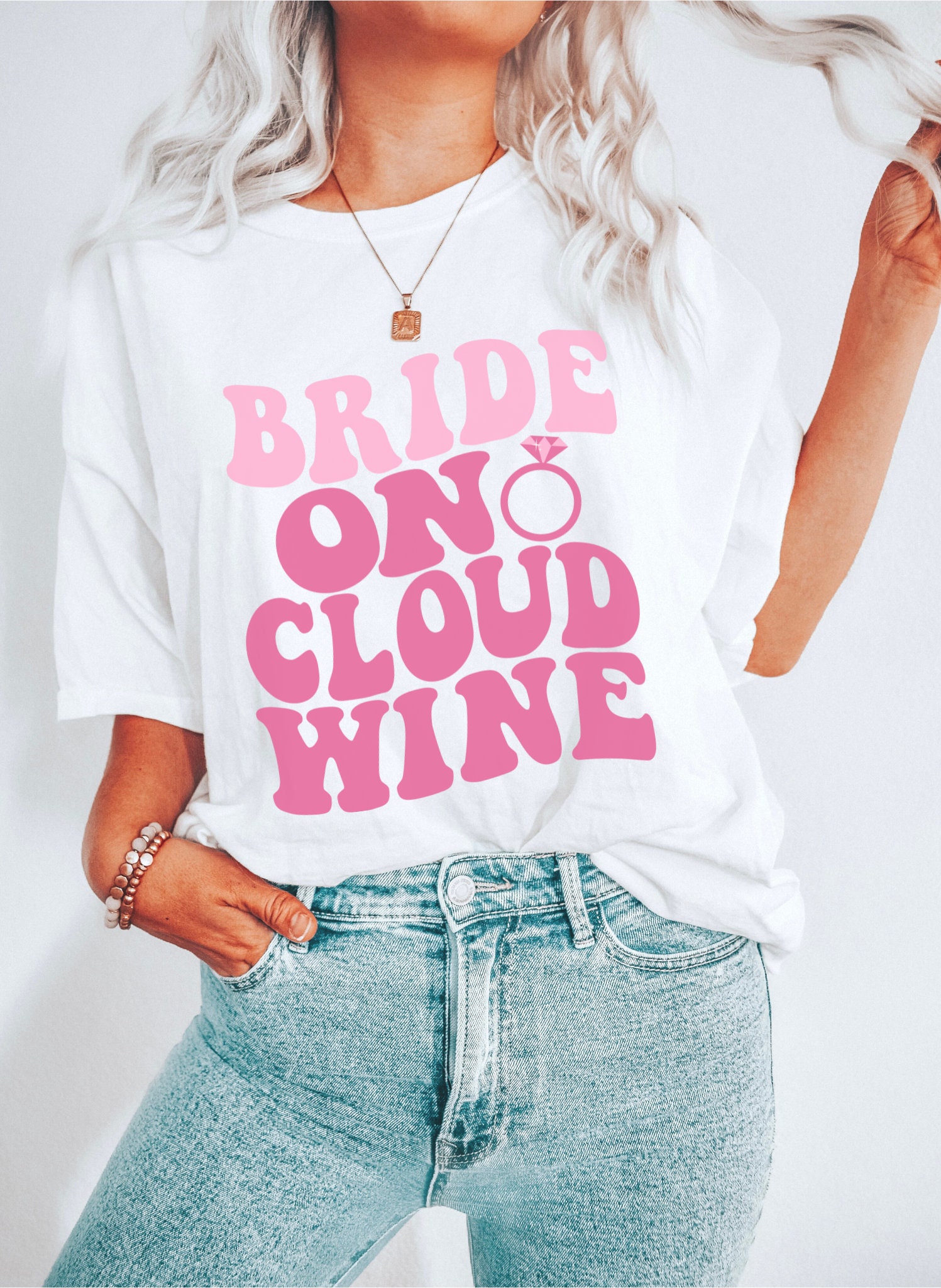 Wine Bachelorette: Retro Wine Shirts Cloud Wine Bride Tees image 1