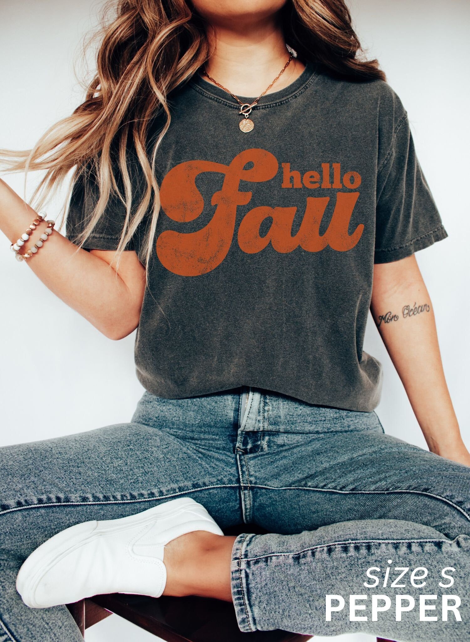 Women's Fall & Halloween Tees: Retro Pumpkin & Hello Fall Shirts image 2