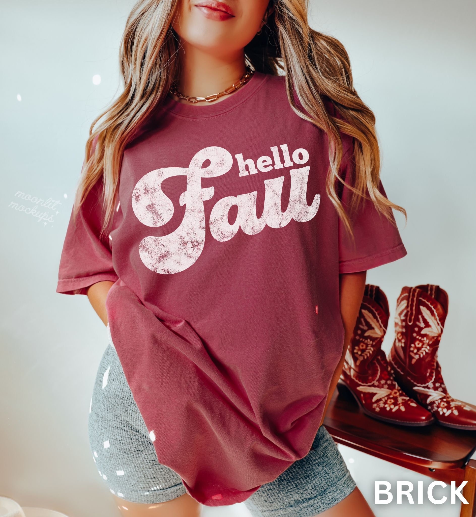 Women's Fall & Halloween Tees: Retro Pumpkin & Hello Fall Shirts image 1