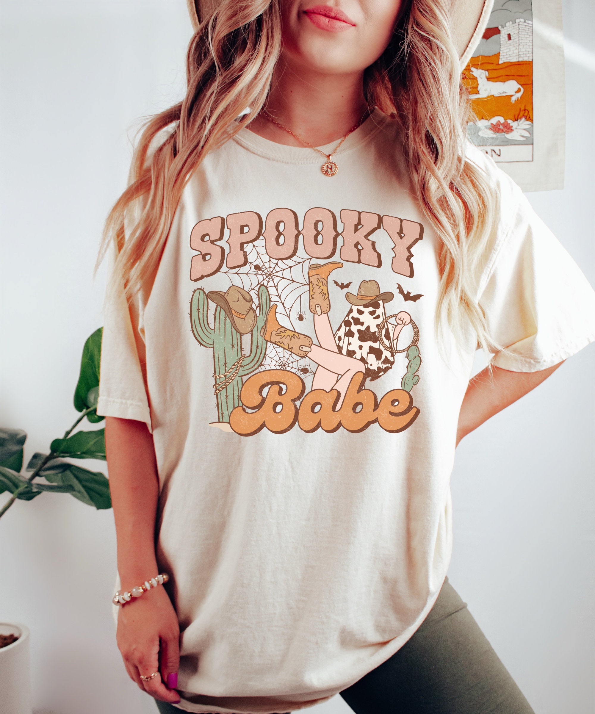 Spooky Babe - Retro Cowgirl Halloween Tee for Women image 1