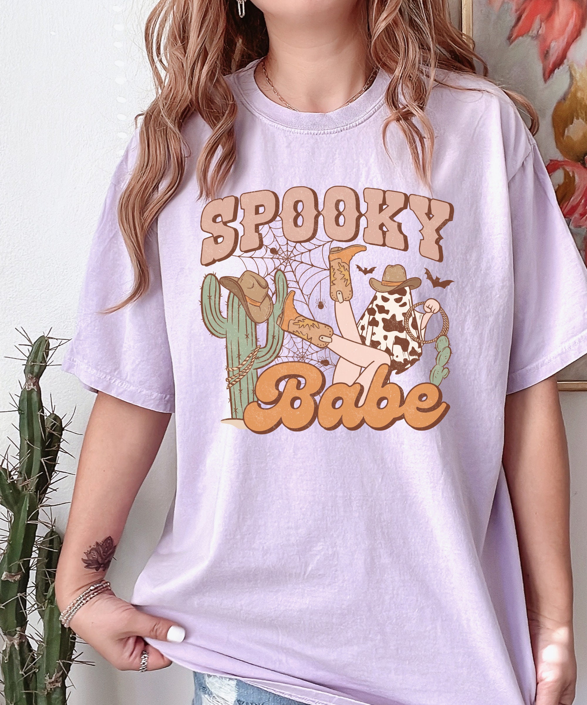 Spooky Babe - Retro Cowgirl Halloween Tee for Women image 2