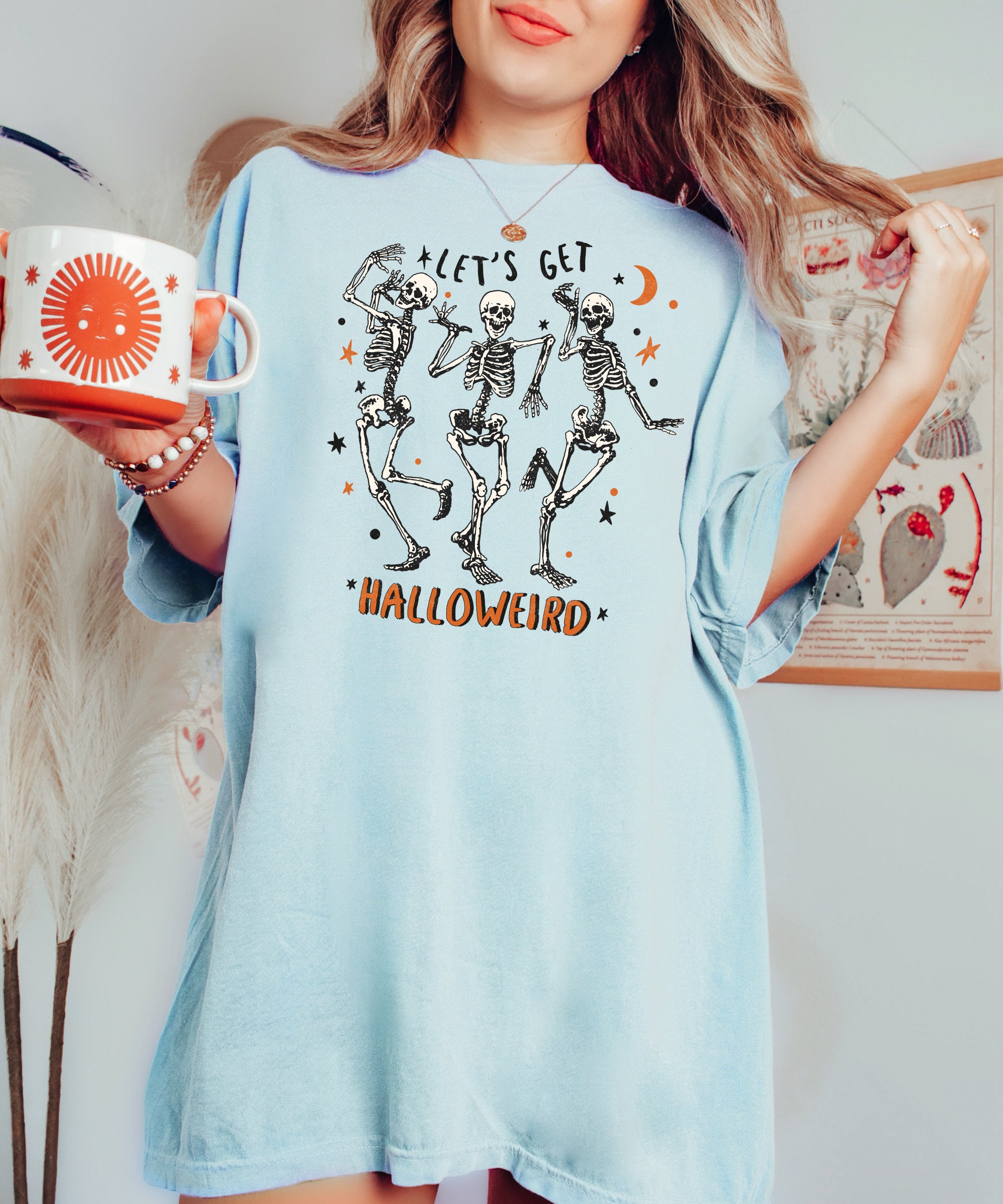 Let's Get Halloweird, Dancing Skeleton Shirt, Pumpkin Shirt, Halloween Tees For Women, Fall sweatshirt, Funny Halloween Shirt, Fall Shirt image 2