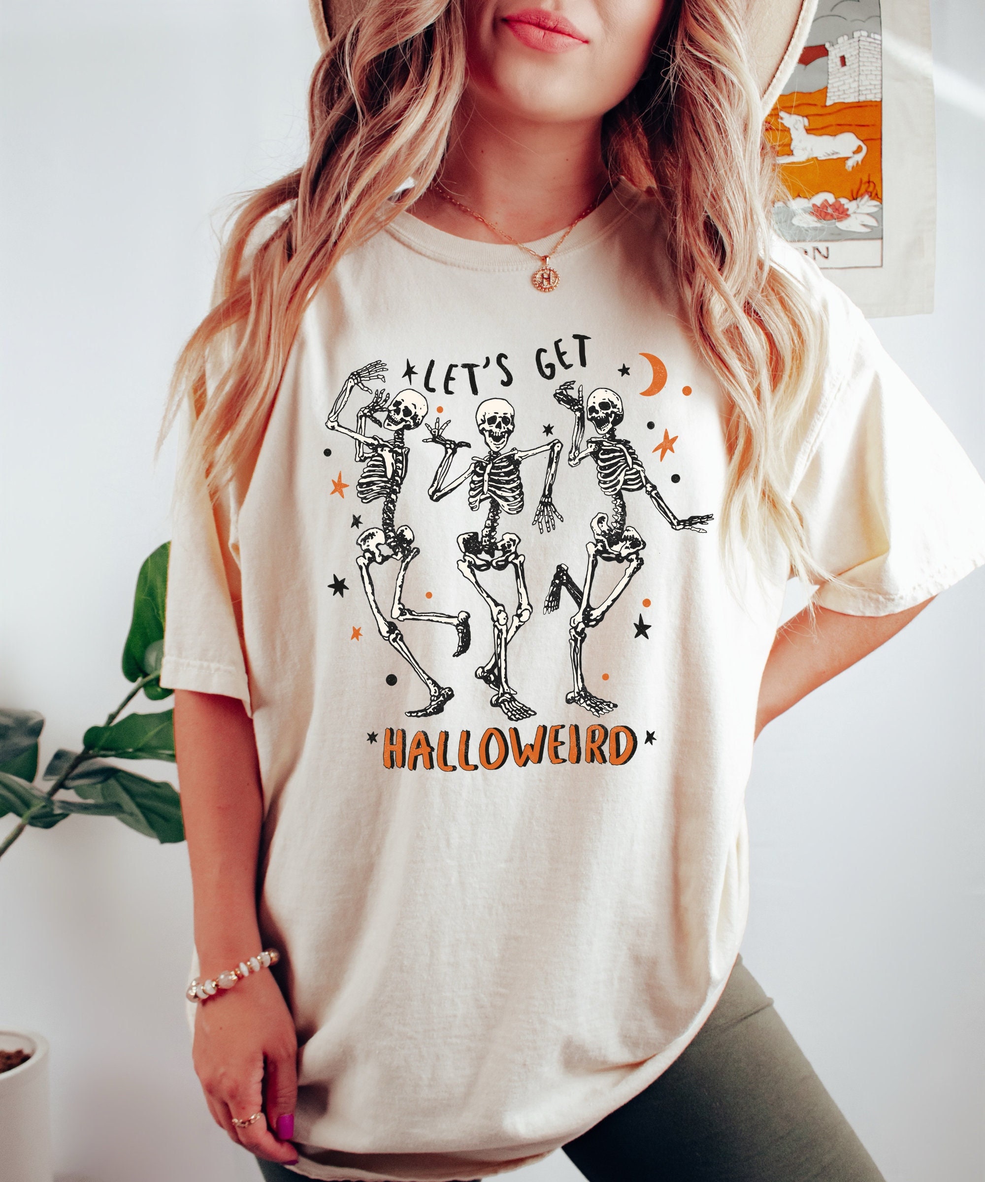 Let's Get Halloweird, Dancing Skeleton Shirt, Pumpkin Shirt, Halloween Tees For Women, Fall sweatshirt, Funny Halloween Shirt, Fall Shirt image 0