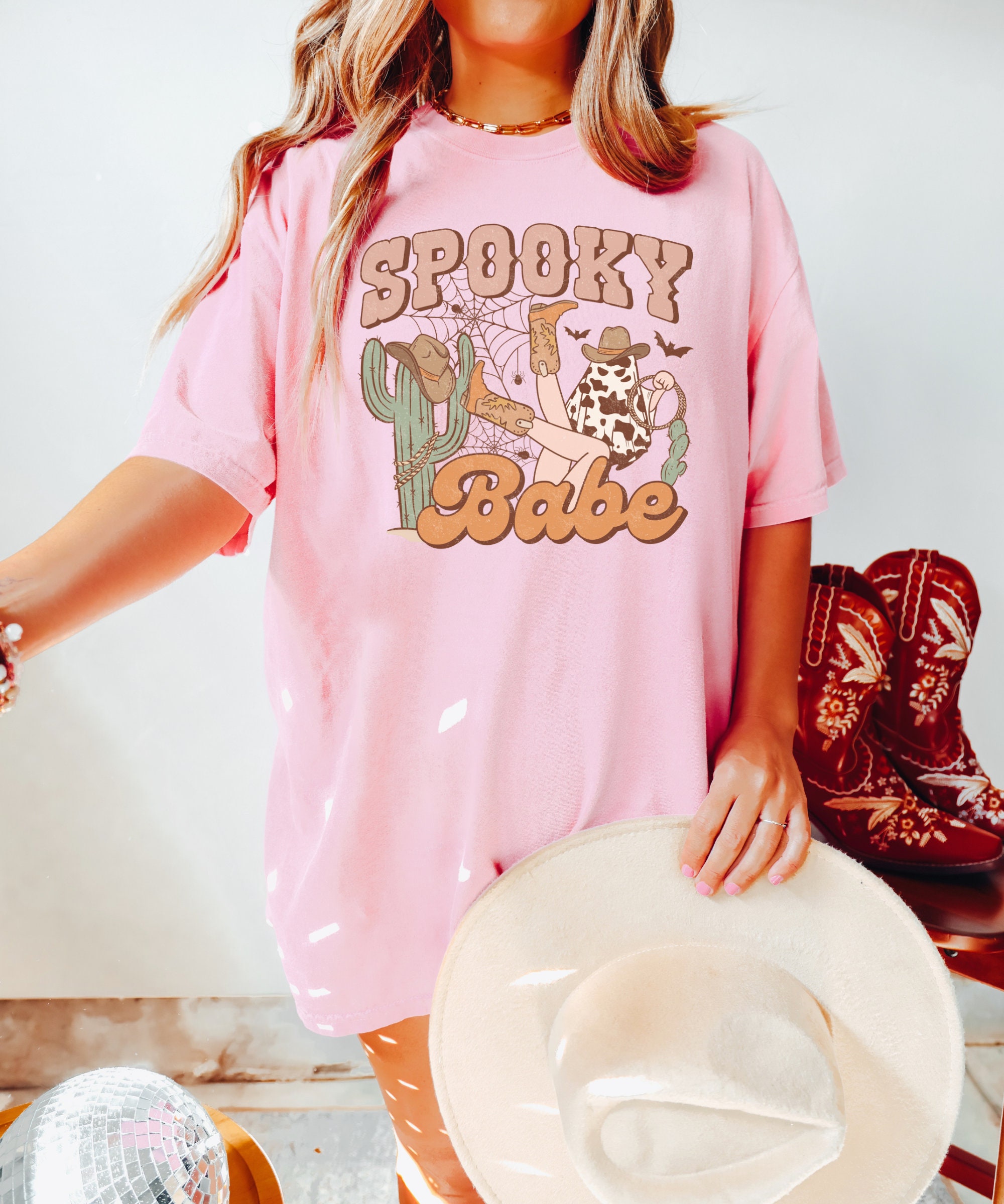 Spooky Babe - Retro Cowgirl Halloween Tee for Women image 3