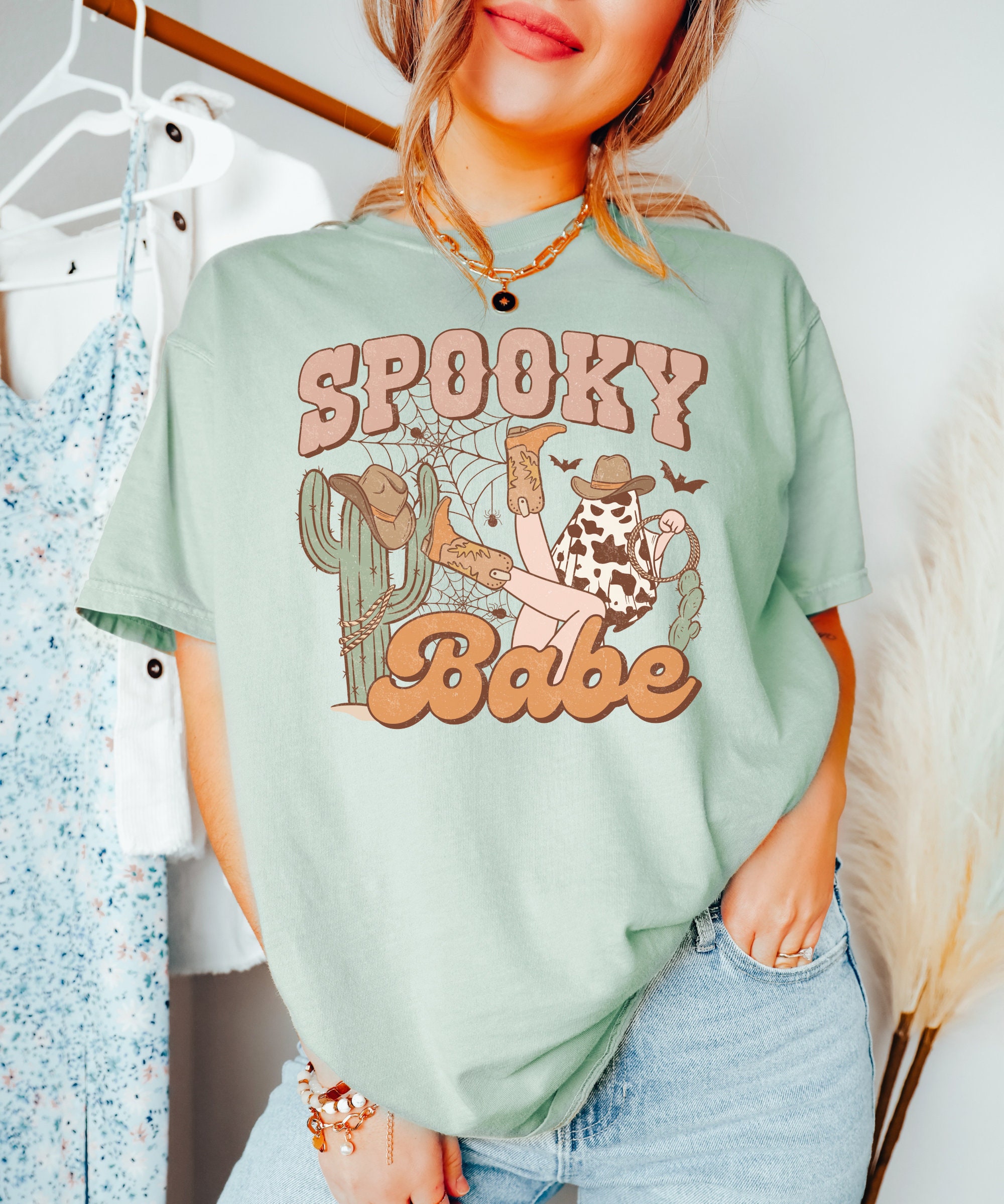 Spooky Babe - Retro Cowgirl Halloween Tee for Women image 4