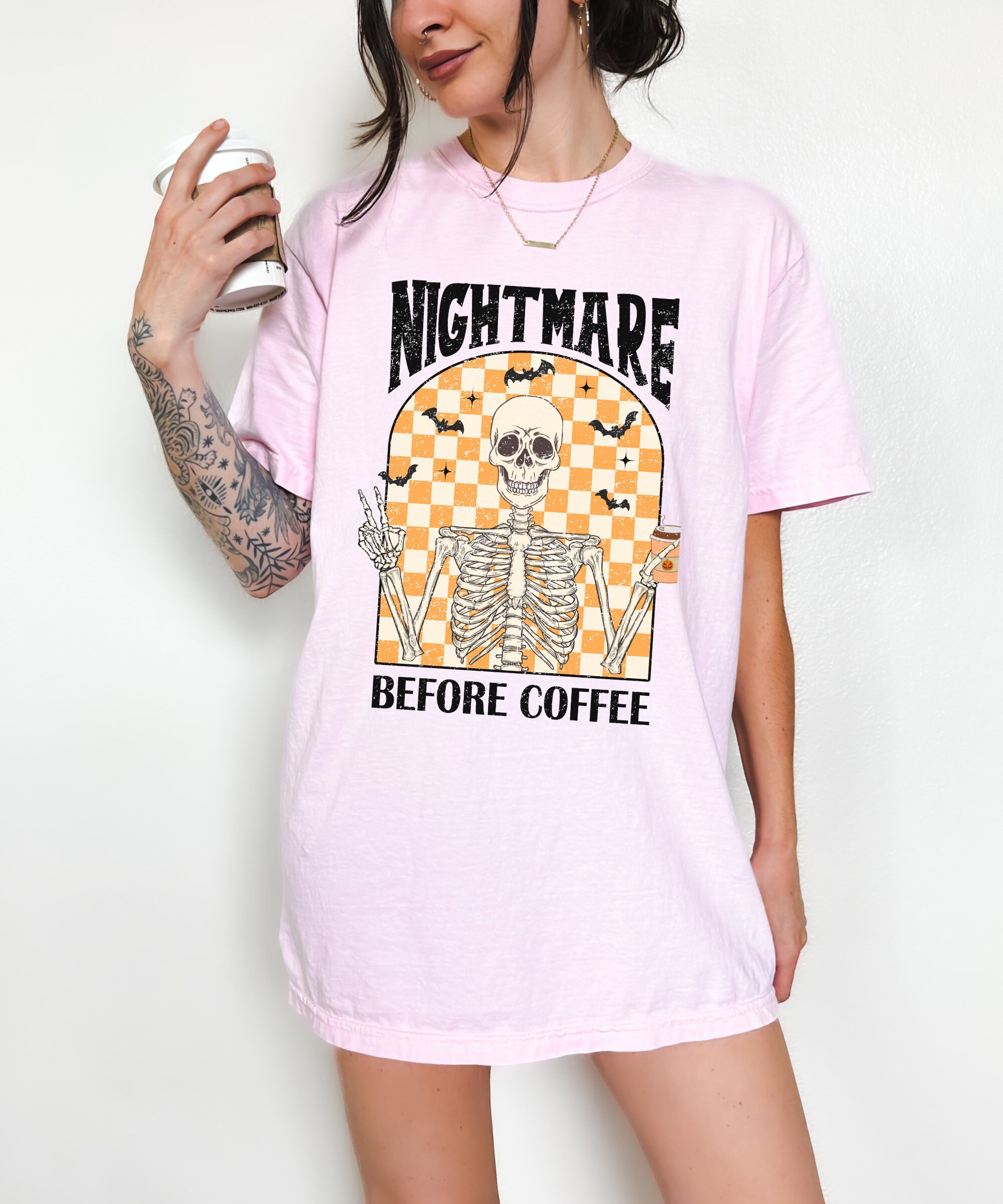 Nightmare Before Coffee T-shirt - Vintage Halloween Spooky Vibes image 2