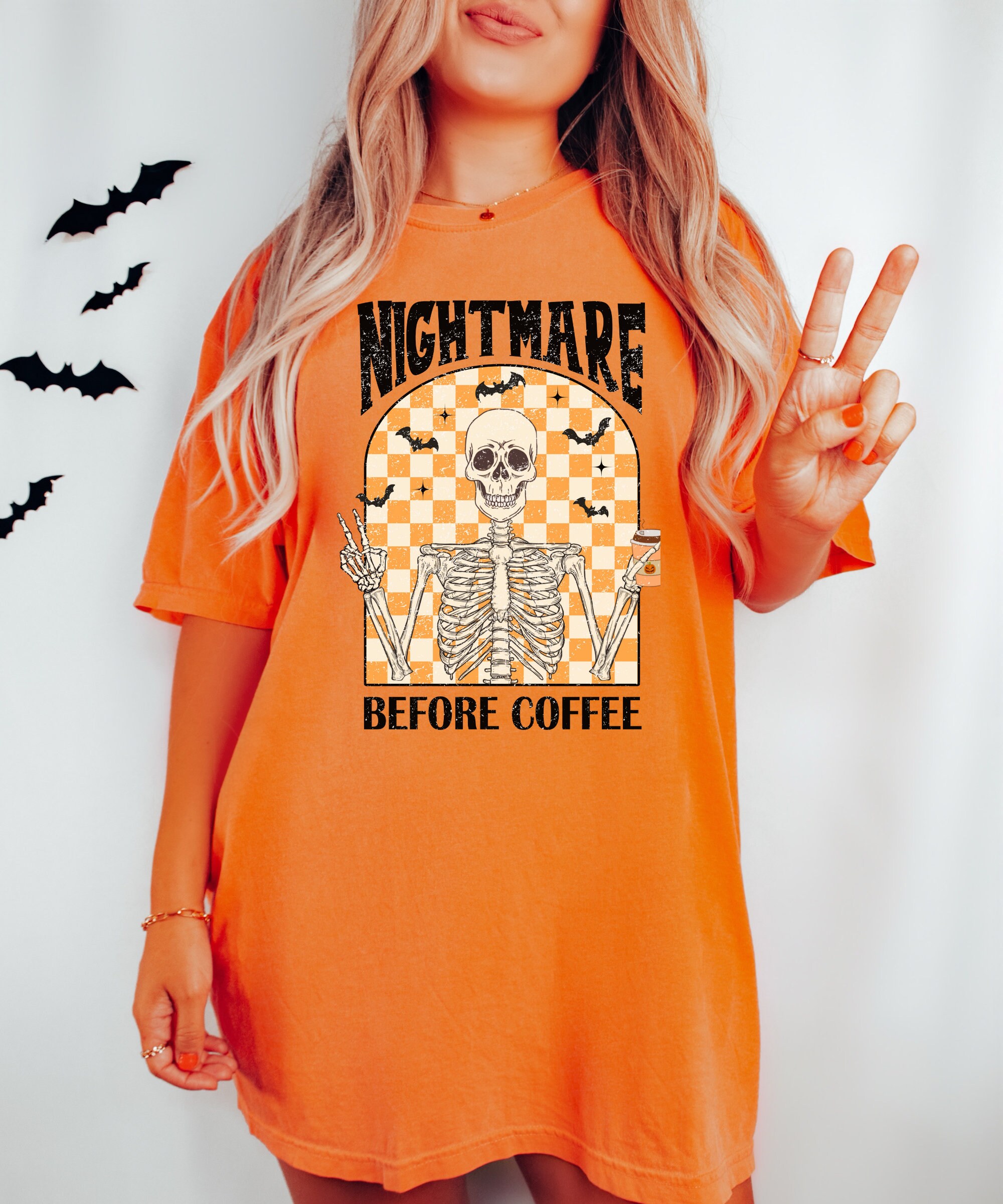 Nightmare Before Coffee T-shirt - Vintage Halloween Spooky Vibes image 1