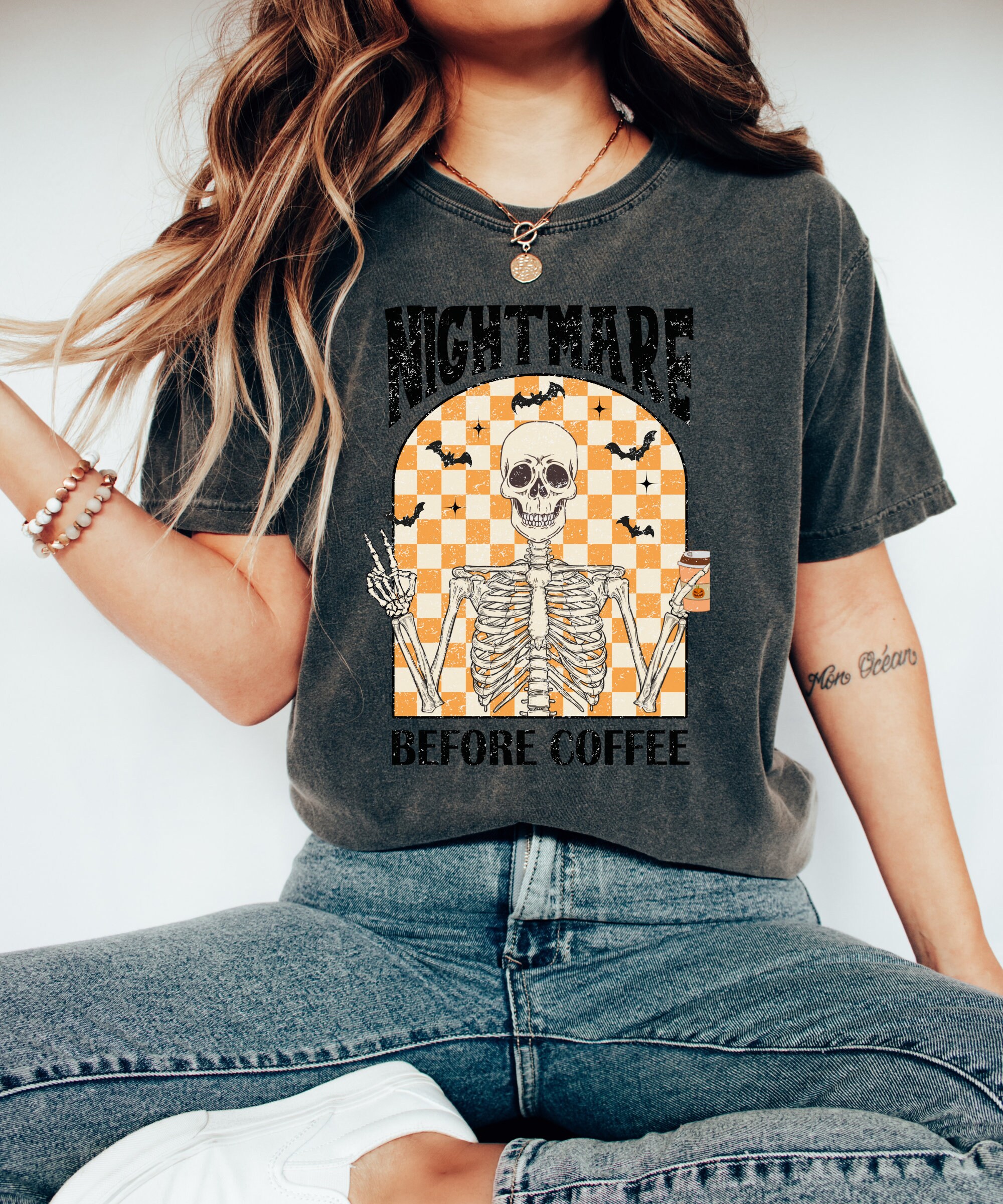 Nightmare Before Coffee T-shirt - Vintage Halloween Spooky Vibes image 4