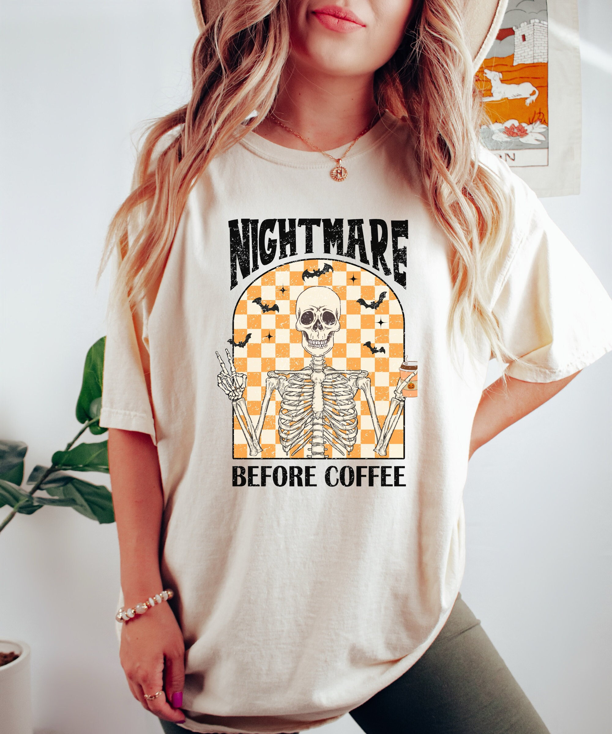 Nightmare Before Coffee T-shirt - Vintage Halloween Spooky Vibes image 0