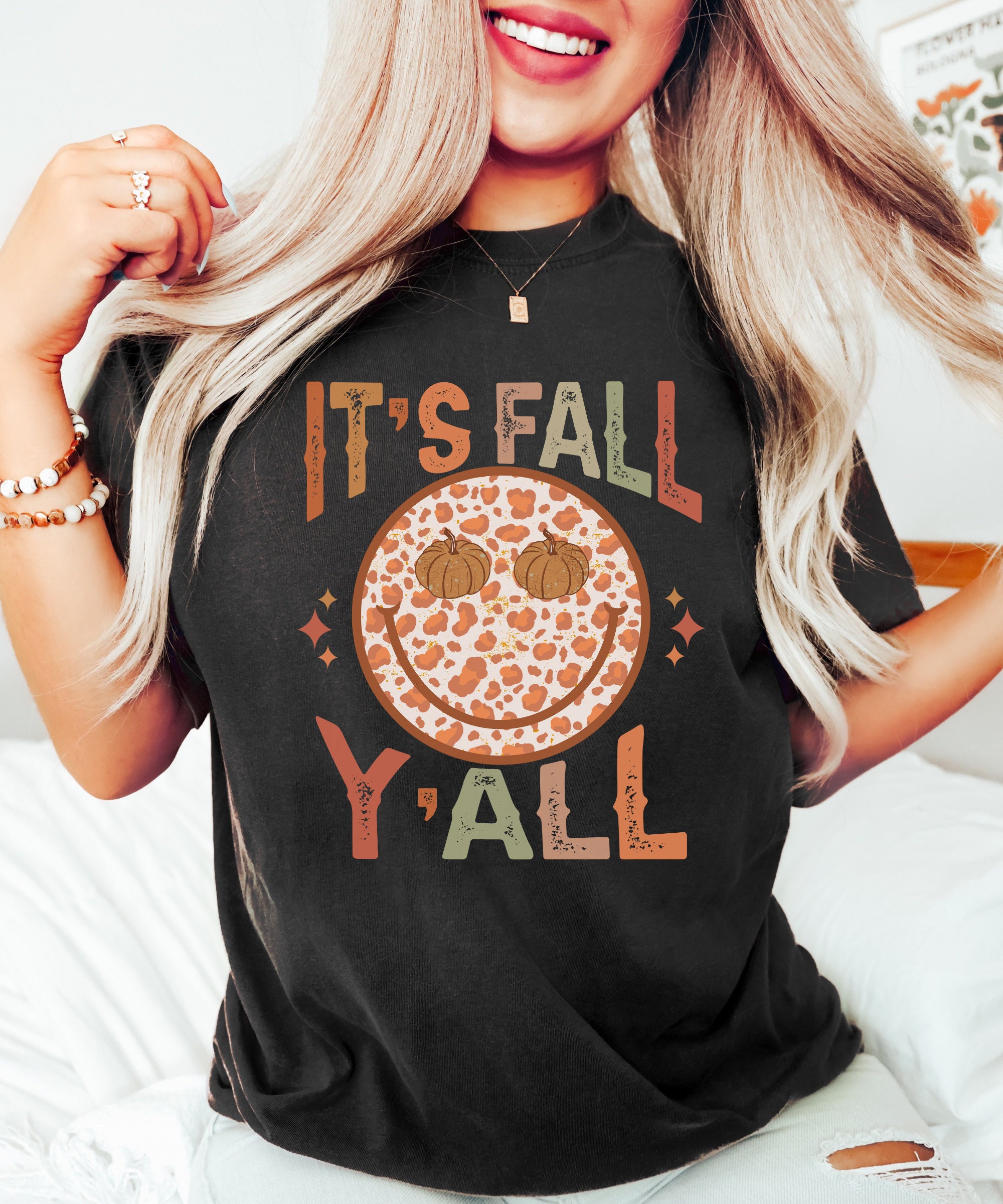 Fall Shirt - Retro Halloween Tee for Women Pumpkin T-Shirt image 2