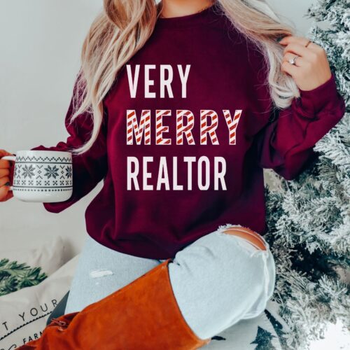 Merry Realtor Christmas Sweatshirt: Funny Real Estate Agent Gift image 0