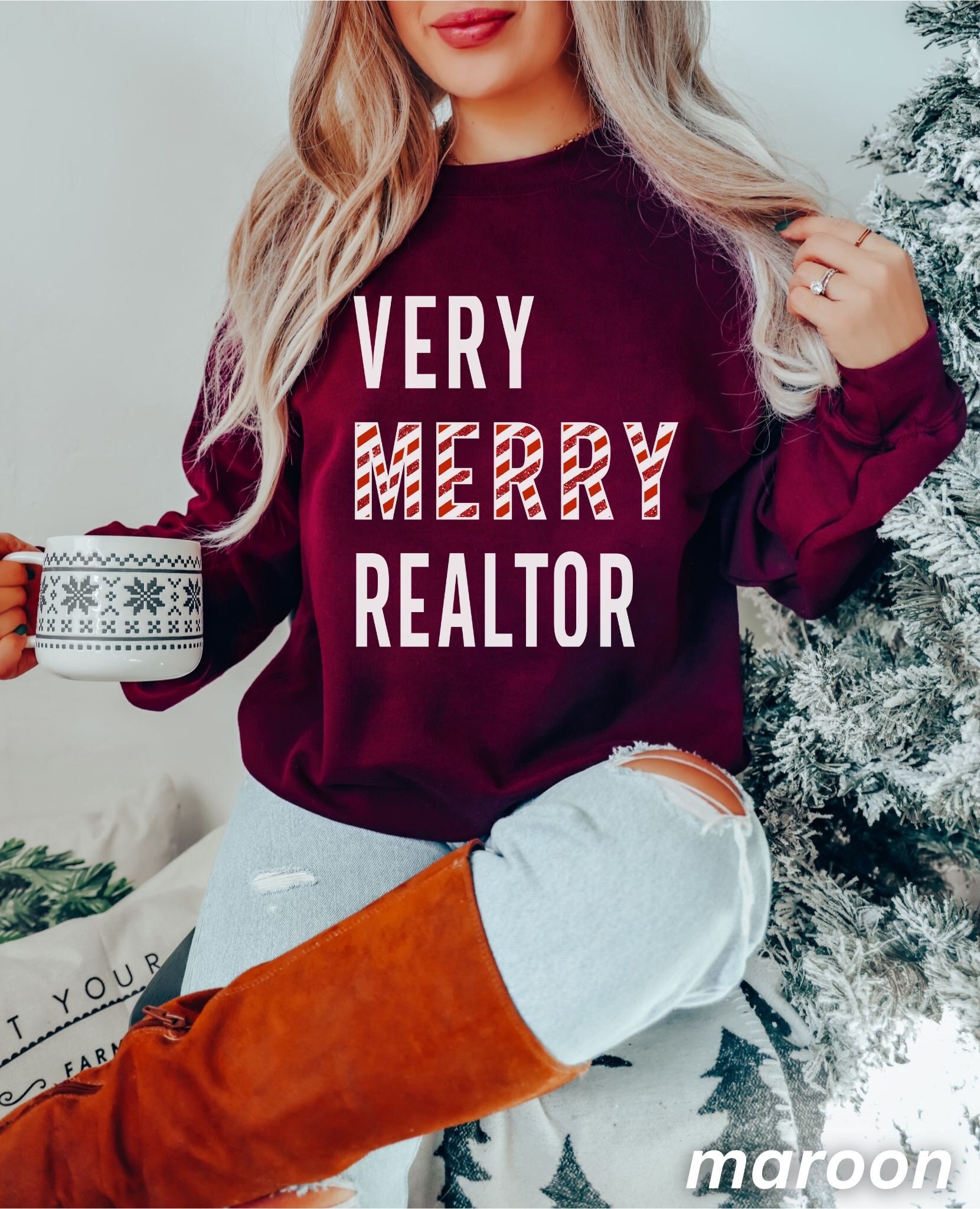 Merry Realtor Christmas Sweatshirt: Funny Real Estate Agent Gift image 0