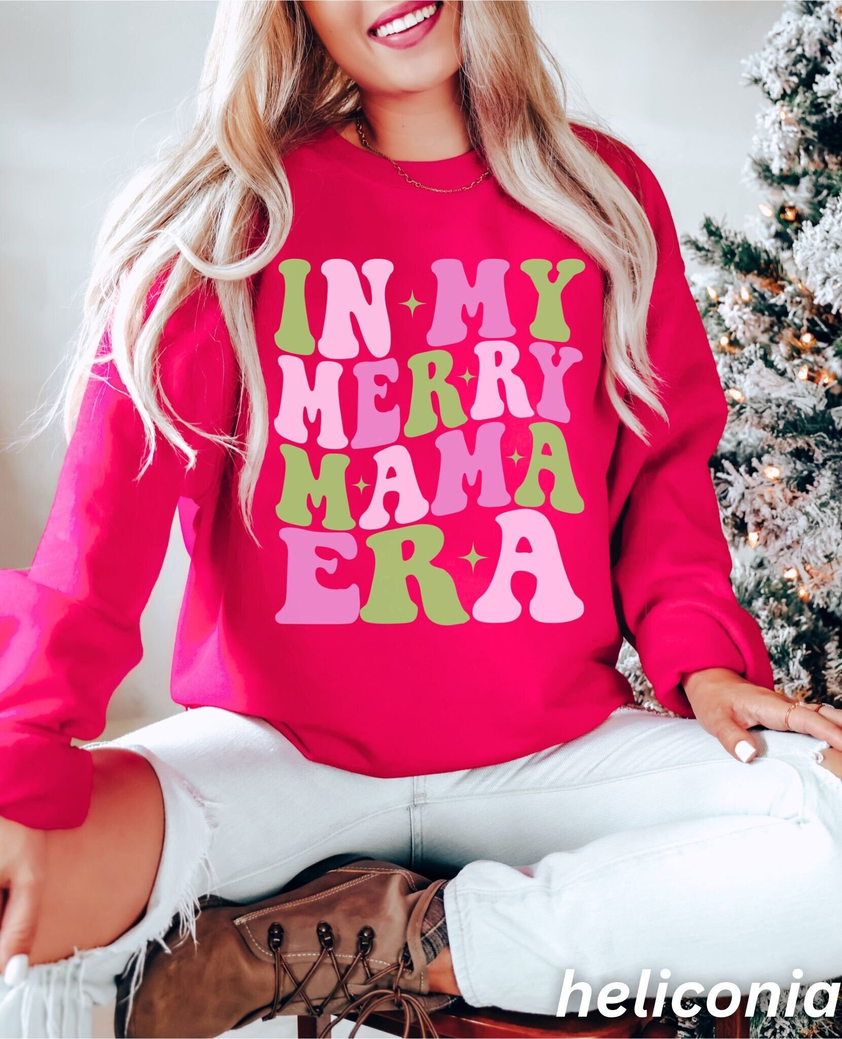 Retro Merry Mama Sweatshirt: Perfect Mom Christmas Gift from Daughter image 1