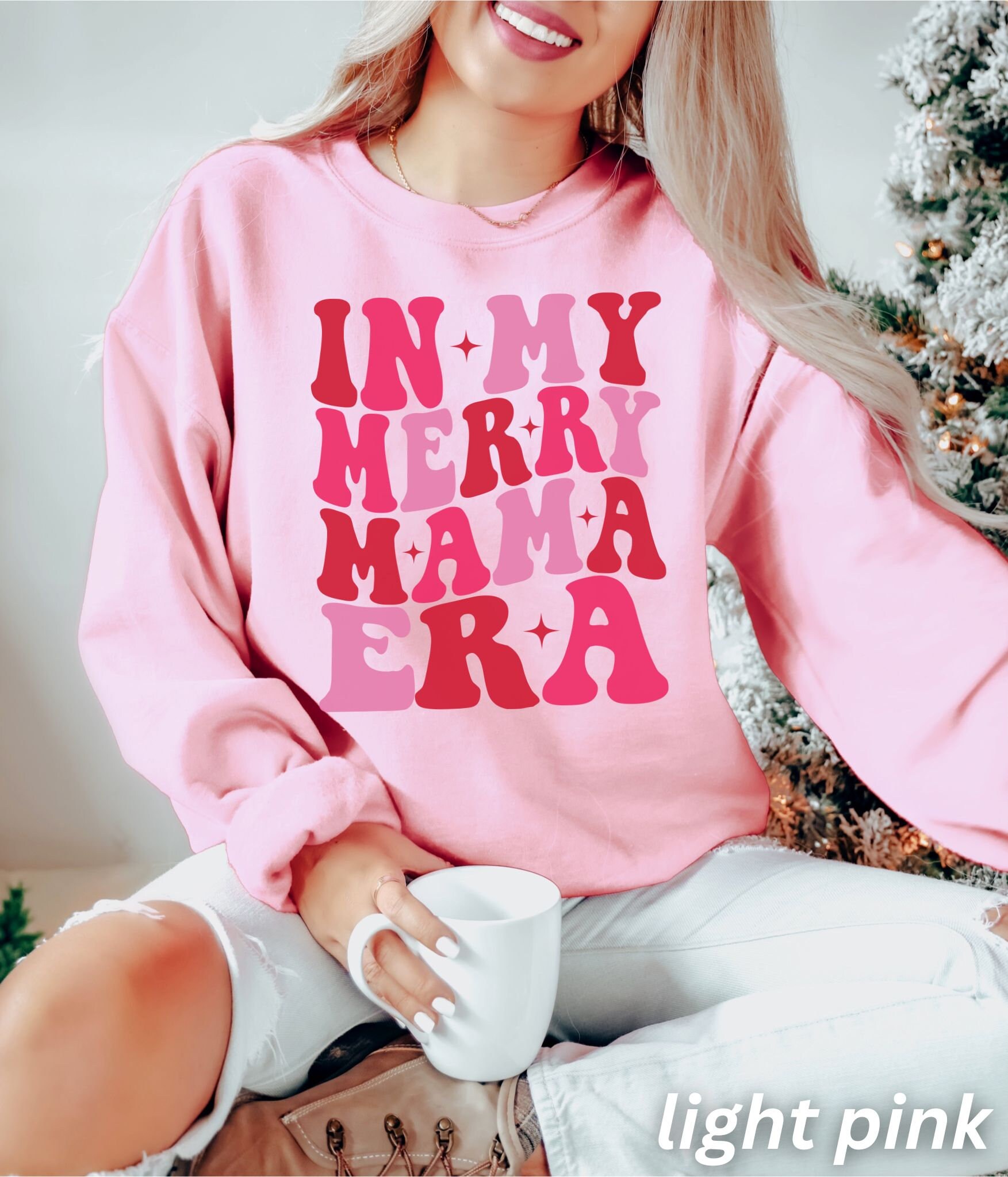 Retro Merry Mama Sweatshirt: Perfect Mom Christmas Gift from Daughter image 3