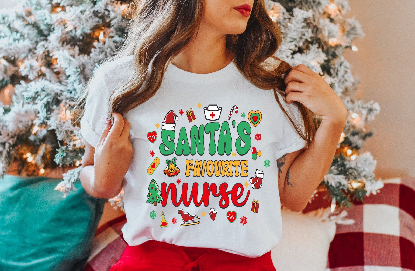 Santa's Favorite Nurse: Retro Christmas & Holiday Gift Shirt image 3