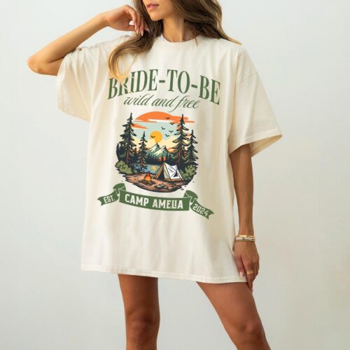 Vintage Camp Bachelorette Tees - Custom Mountain & Hiking Bridal Shirts image 0